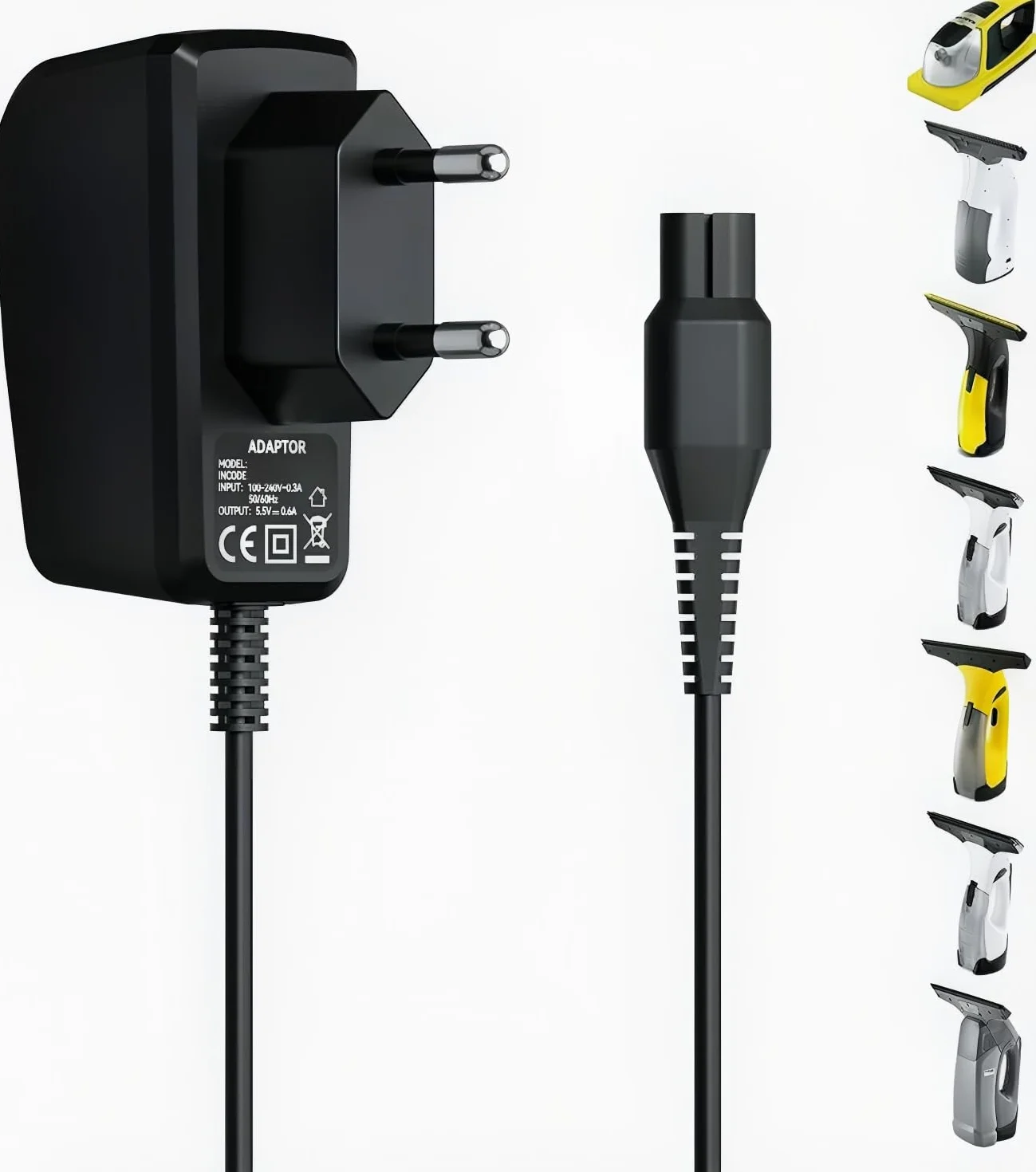 Kabel Ładowania 5,5V do Prasawek Okiennych Kärcher, Zasilanie Zamienne do Modeli WV5, WV6, WV2, KWI 1, WV1, KV4, WV2 Plus, WV45, WV51, WV52, WV55, WV70, WV5 Premium, WV5 Plus