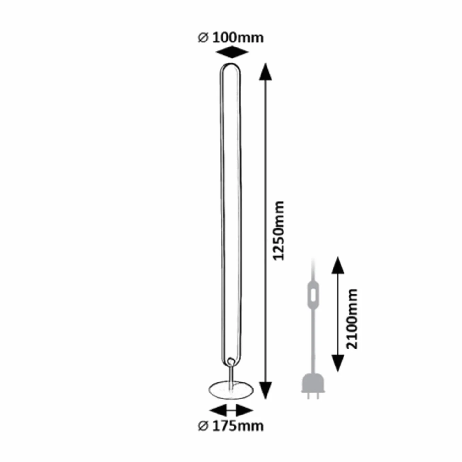 Barto 19W Metal Matt Lampa podłogowa LED, czarna, biała z tworzywa sztucznego B: 10 cm H: 125 cm z przełącznikiem