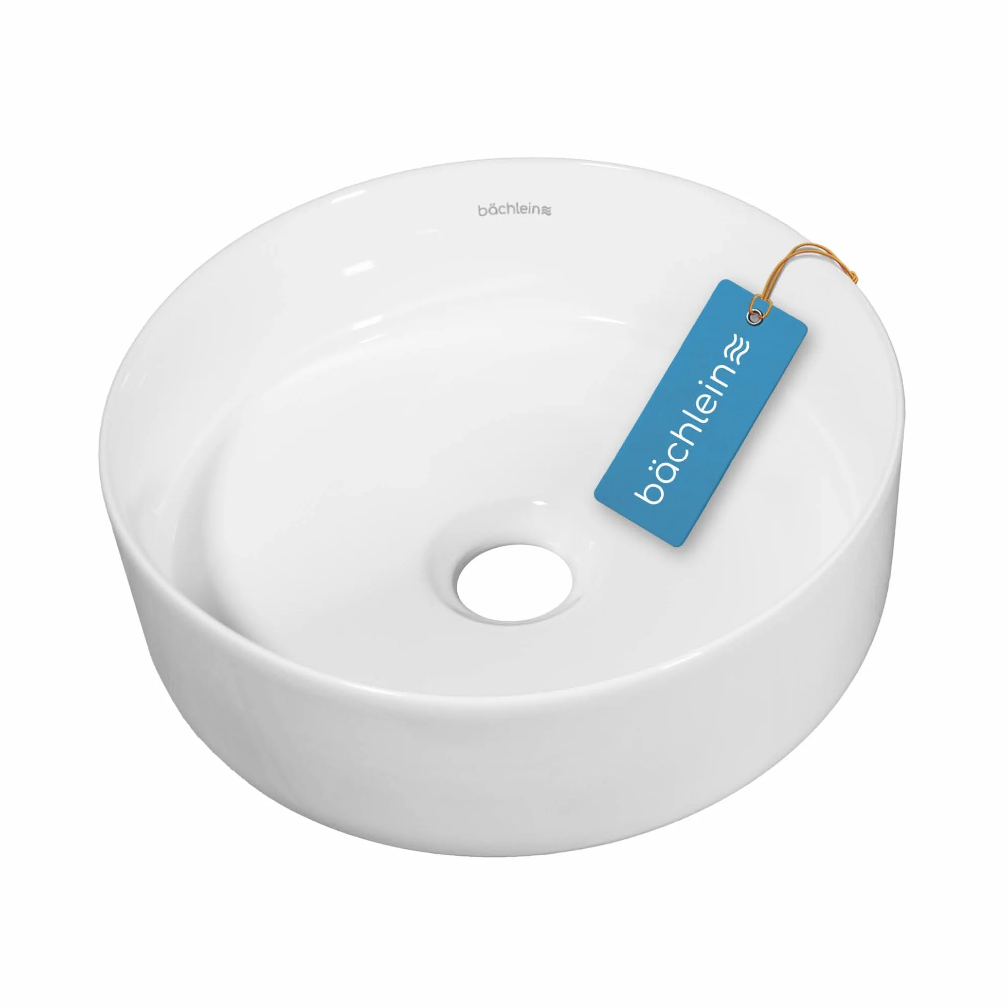 Bächlein Umywalka Nablatowa Tamula (Okrągła) - Ceramiczna Ø 31,5 cm - Nowoczesne Wzornictwo do Łazienki i WC - Wysokiej Jakości w Kolorze Białym