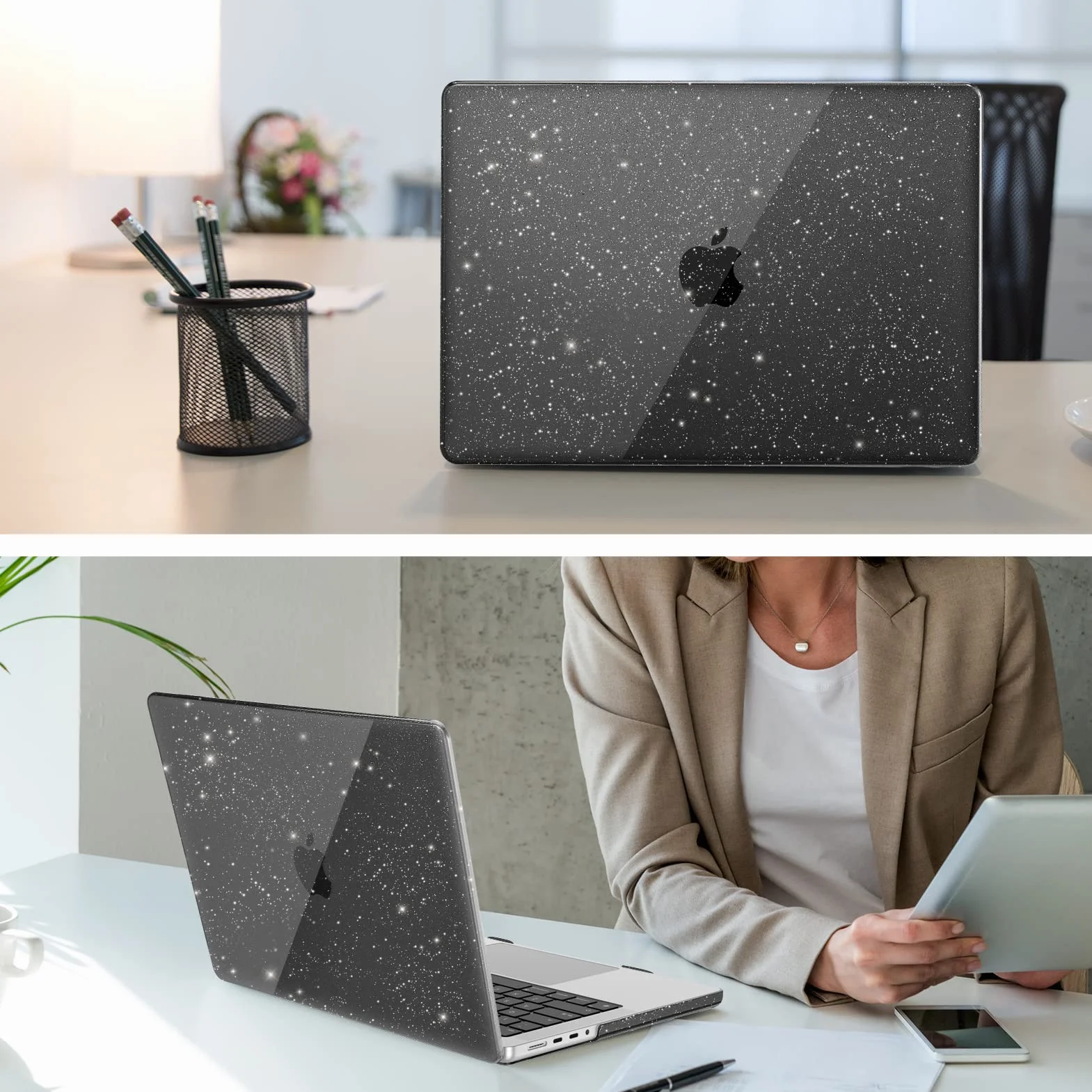 Fintie Etui ochronne do MacBook Pro 14" 2023-2021 A2992 A2918 A2779 A2442 M3 M2 M1 Pro/Max, ultracienkie, czarne błyszczące