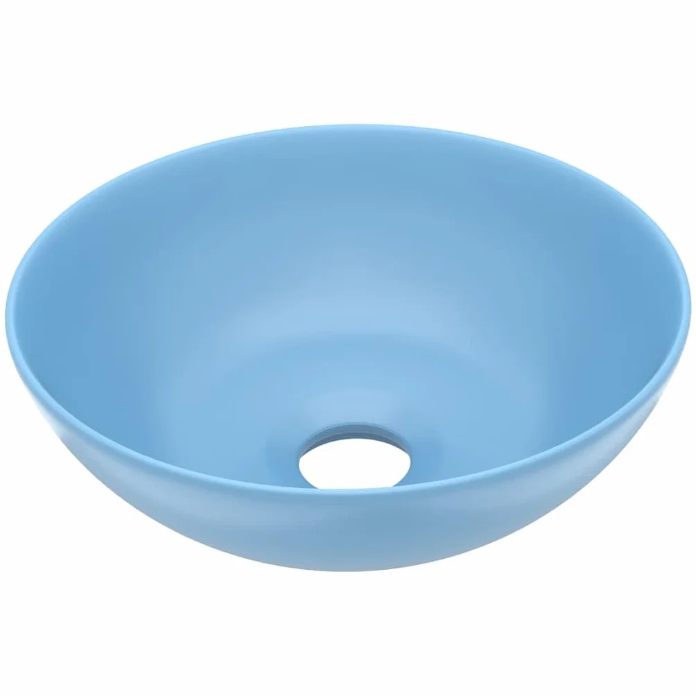 ShGaxin Umywalka łazienkowa, umywalka nablatowa, umywalka łazienkowa, szafka łazienkowa, meble łazienkowe, okrągła ceramiczna jasnoniebieska
