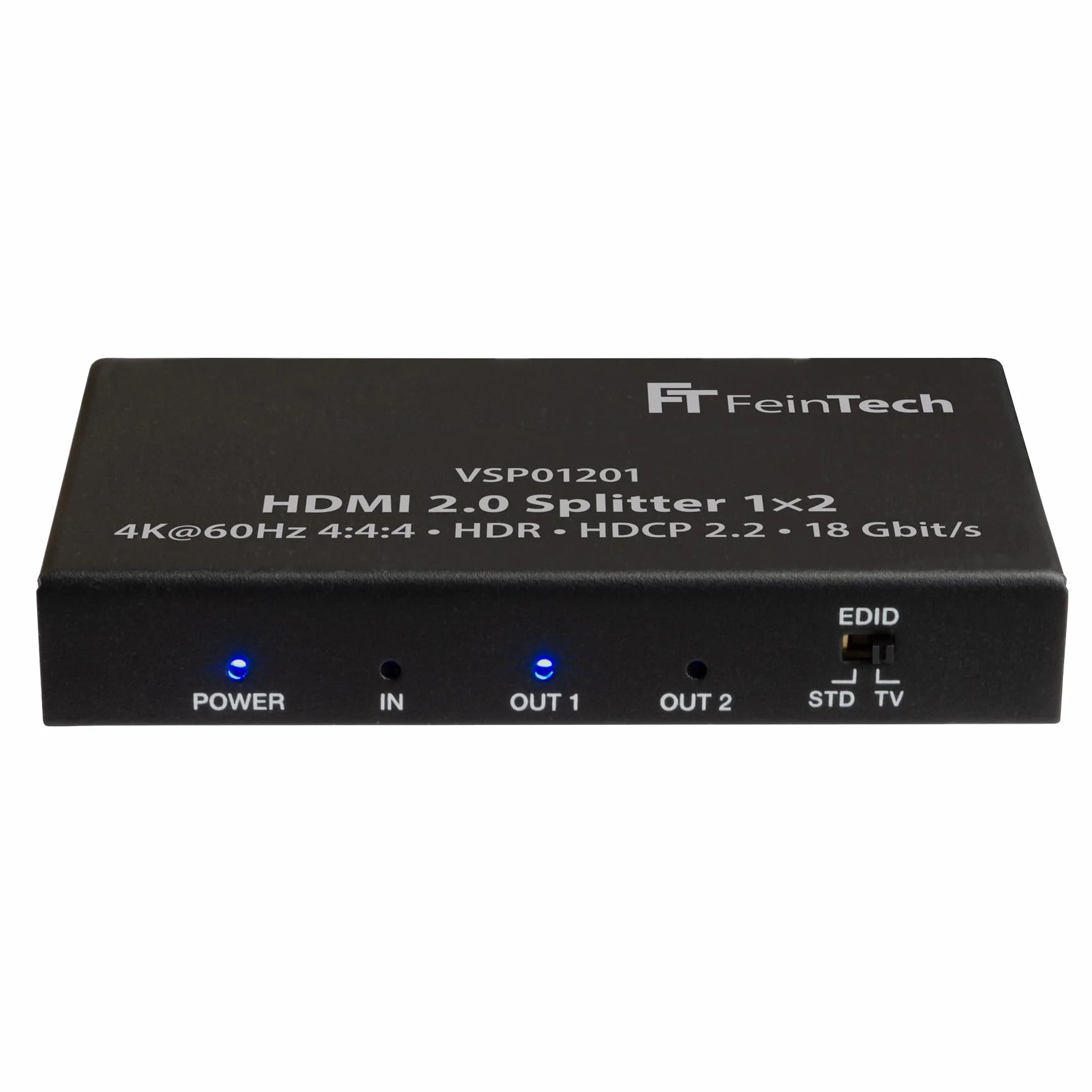 FeinTech VSP01201 HDMI 2.0 rozdzielacz 1 na 2 Ultra HD 4K 60 Hz HDR HDCP 2.2