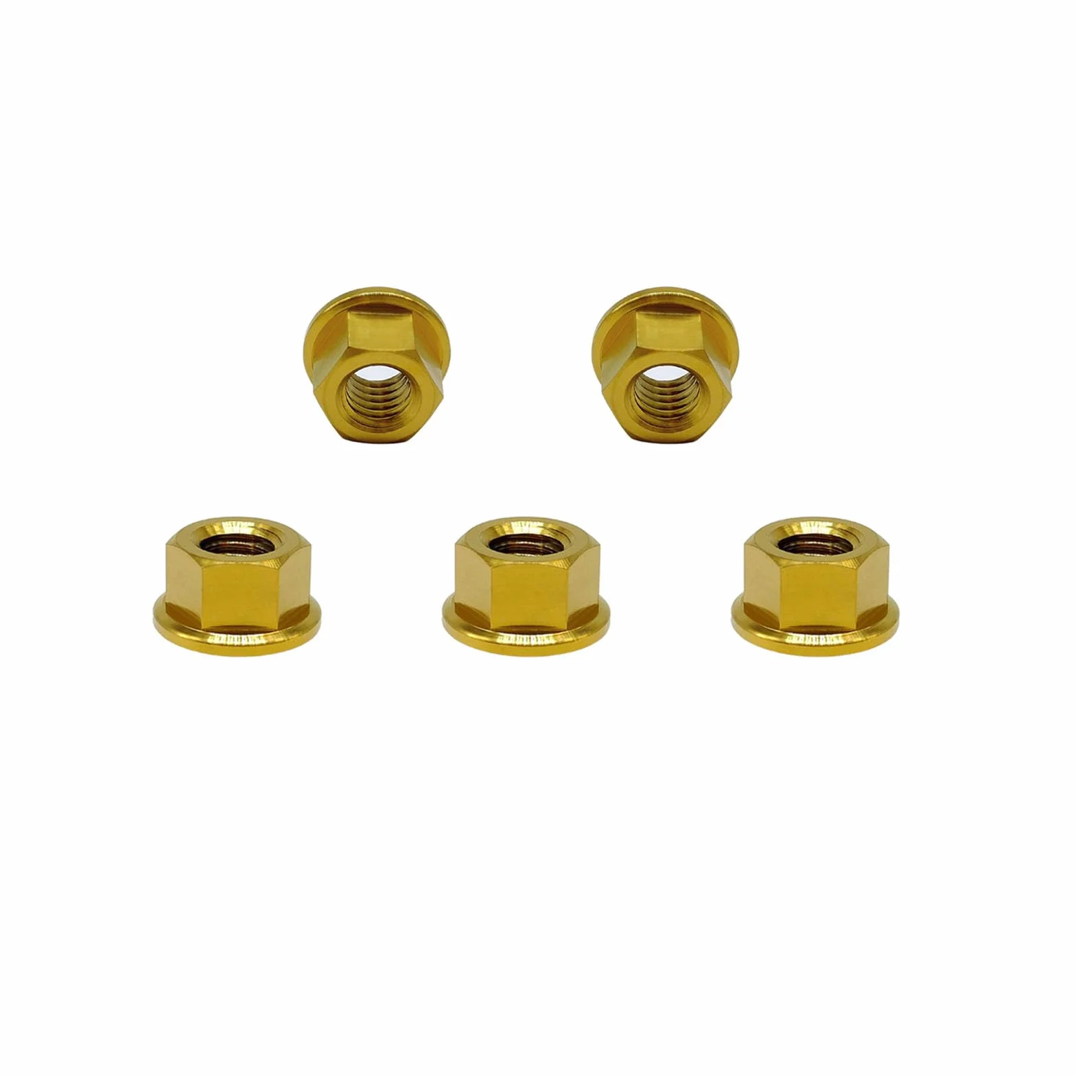 RISON tytanowa nakrętka kołnierzowa M12 x 1,25 mm, tytanowa nakrętka zębata, złota 6AL4 V, tytanowa nakrętka kołnierzowa do motocykla, 5 sztuk