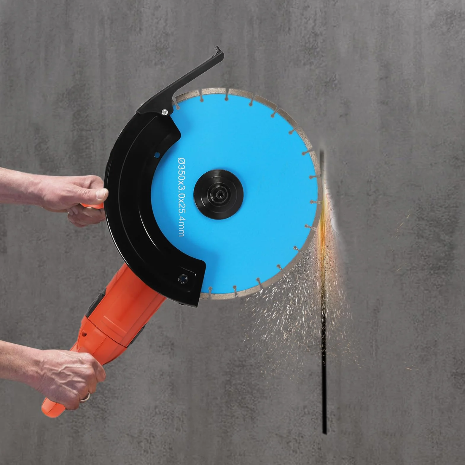 Elektryczna piła do betonu 3000 W – przecinarka do betonu z głębokością cięcia 135 mm, średnica tarczy 350 mm piła do betonu na mokro/sucho, z przewodem wodnym do cięcia – przecinarka do cegieł