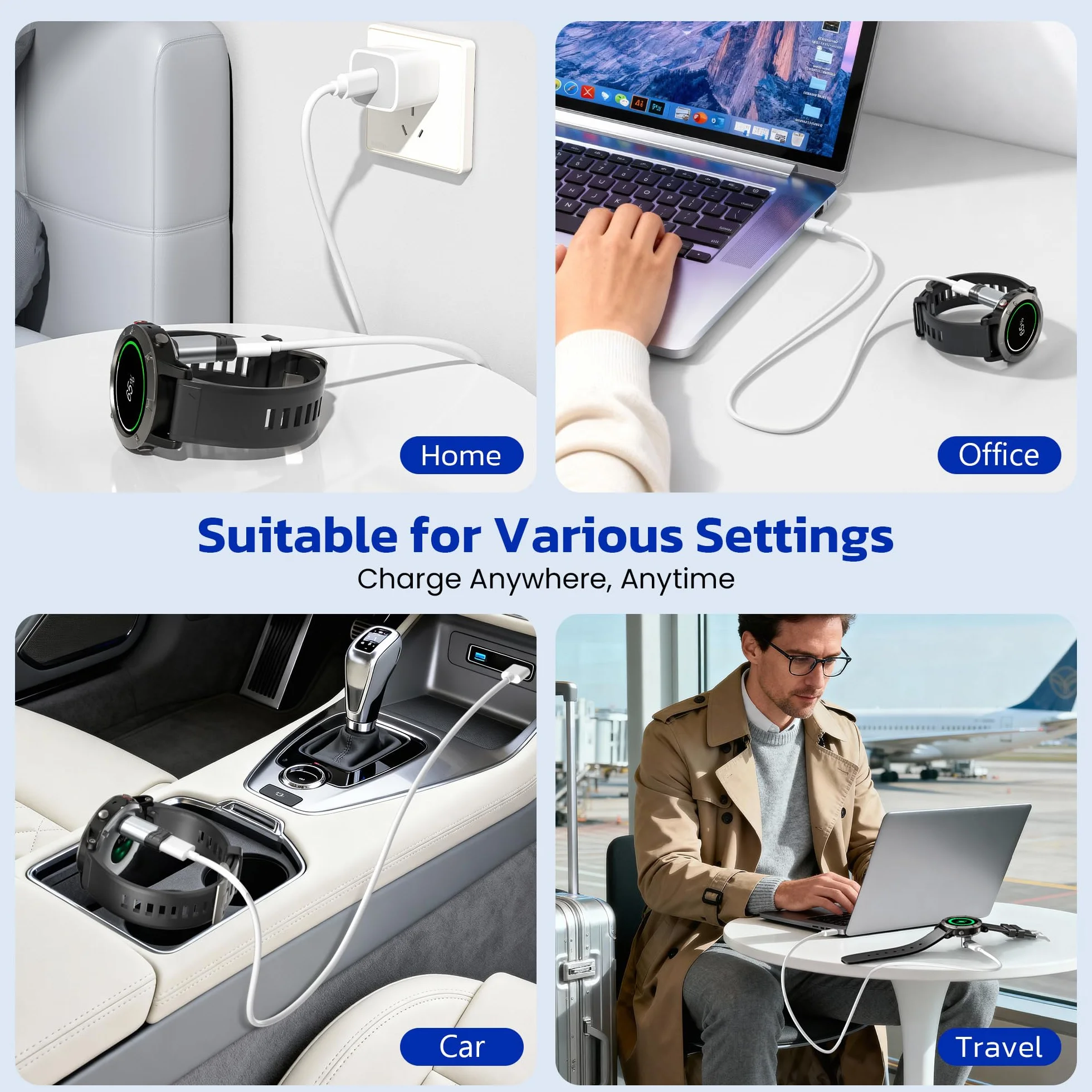 RUXELY Adapter USB C na Garmin 90 stopni, do zegarka Fenix 8 7S 7 6X Pro Solar, Venu 3, Epix Pro, Forerunner 45 265 945 965, Instinct 2x, Approach S62 S70