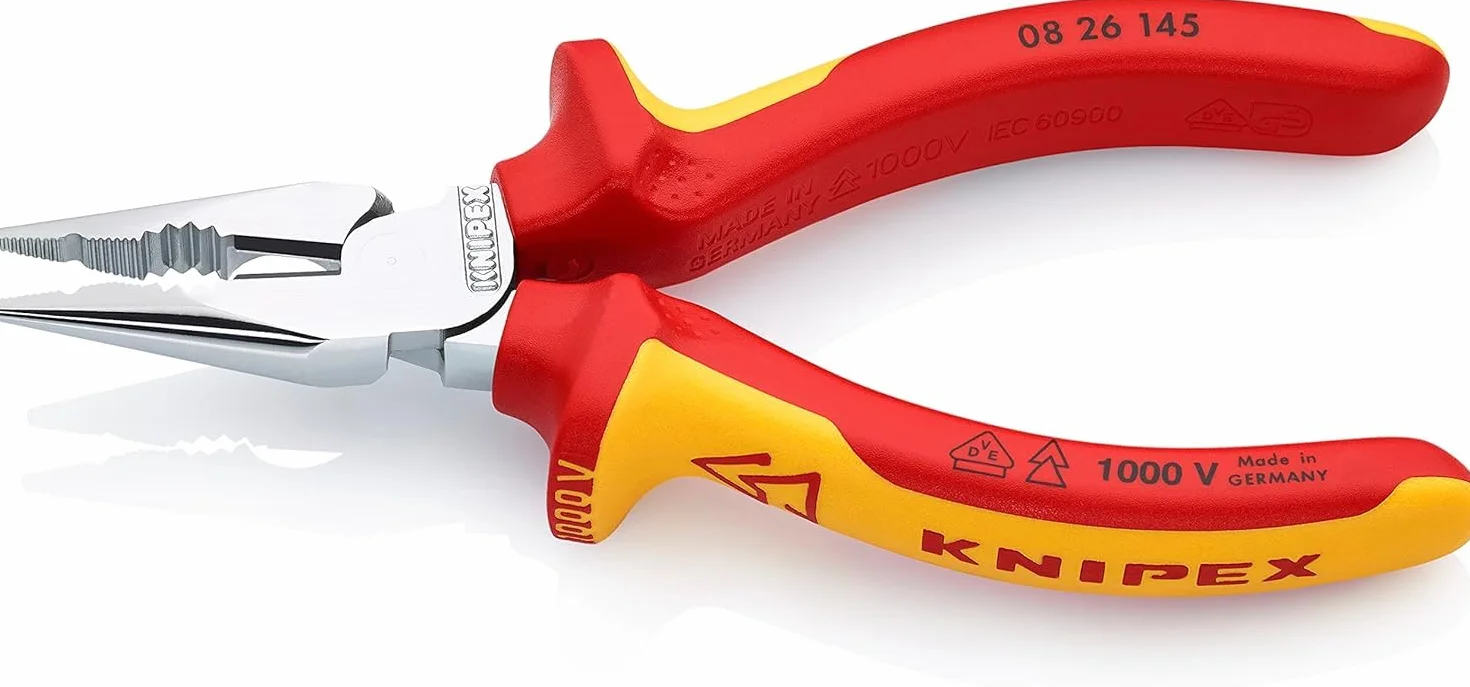 KNIPEX Szczypce uniwersalne z ostro zakończonymi szczękami w opakowaniu z zawieszką chromowany z wielokomponentowymi osłonkami, 08 26 145 SB