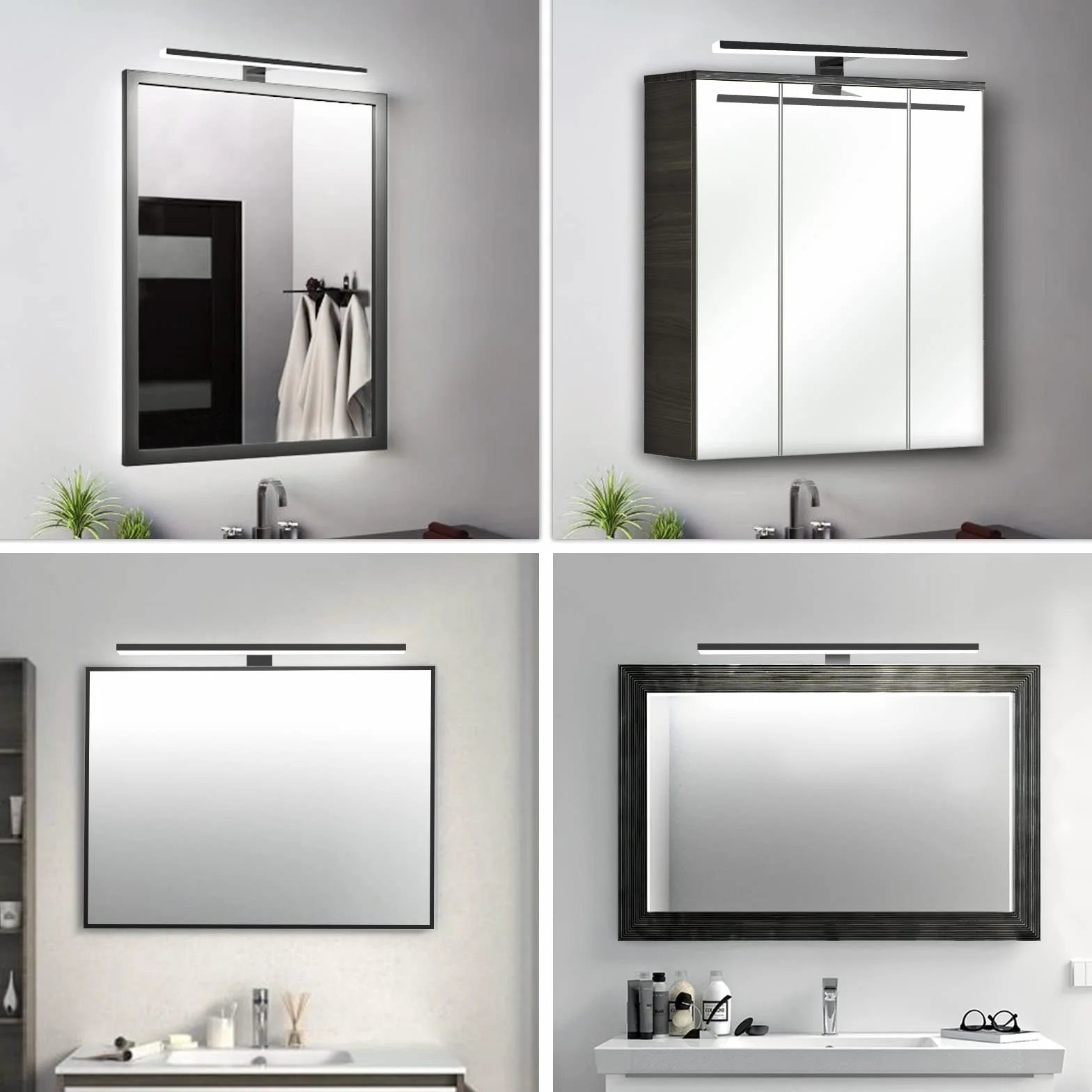 LED oświetlenie lustra łazienkowego 10W 820LM, 40cm kinkiet lampa lustrzana z neutralną bielą 6000k,3 w 1 230V oświetlenie lustra szafki łazienkowej IP44 wodoodporny czarny
