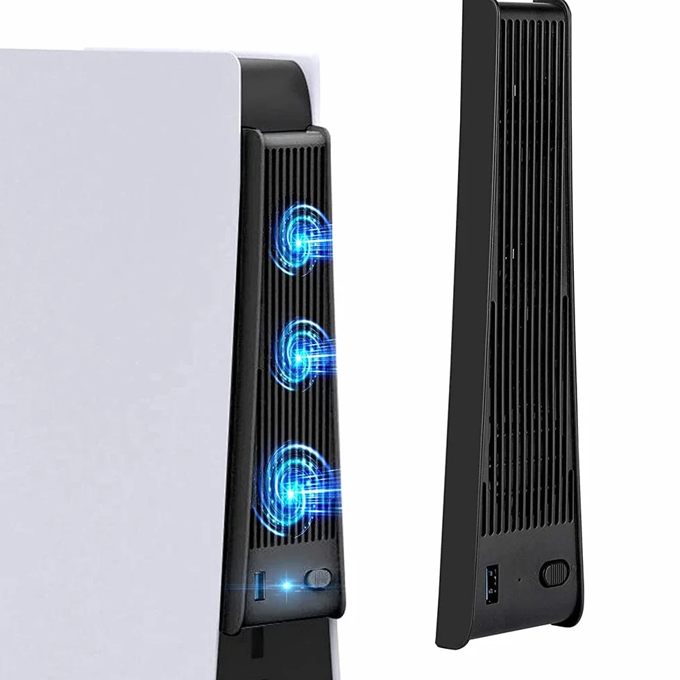 MMOBIEL 3 Zewnętrzne wentylatory chłodzenia z USB 3.0, kompatybilne z PlayStation 5 (PS5) i PS5 Digital Edition, Black, w tym USB 3.0-Port [gra wideo]