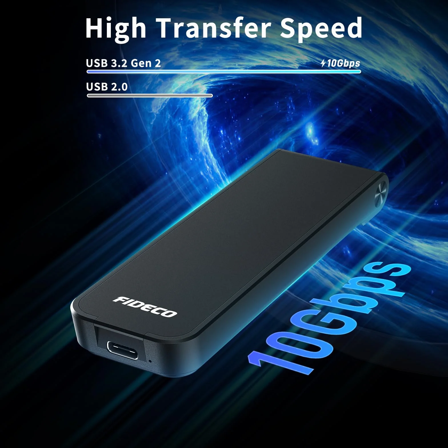 FIDECO Obudowa M.2 NVMe USB 3.2 Gen 2, adapter PCIe NVMe do kluczy M i M+B, obsługa UASP i TRIM