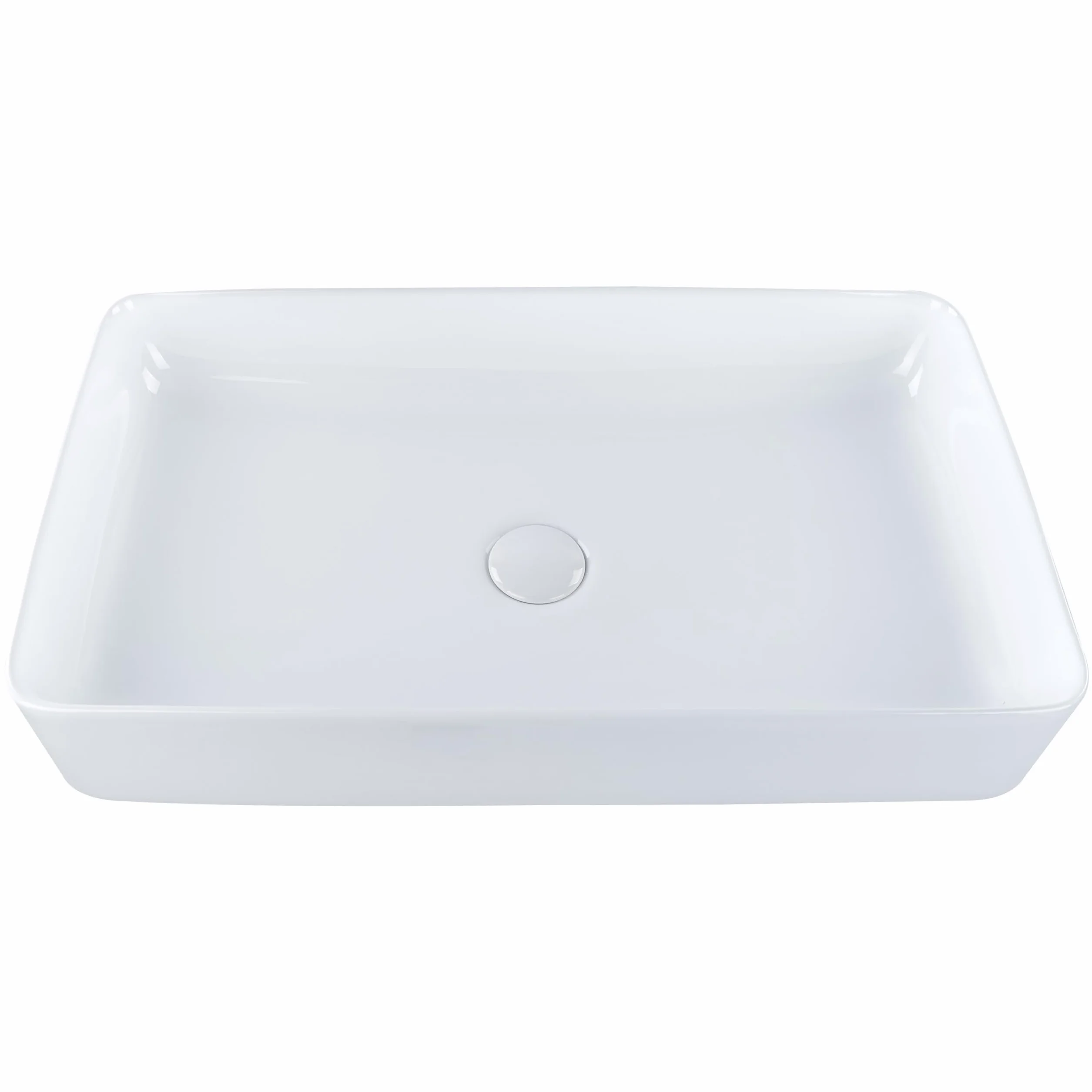 Umywalka łazienkowa nablatowa ceramiczna połysk prostokątna 61 x 35 cm biała Ulua