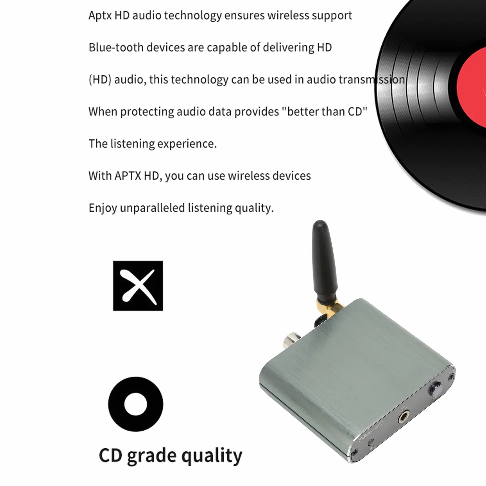 Odbiornik Bluetooth 5.2 Adapter Audio HiFi z APTX Niskie Opóźnienie Dalekiego Zasięgu Optyczne Koncentryczne AUX