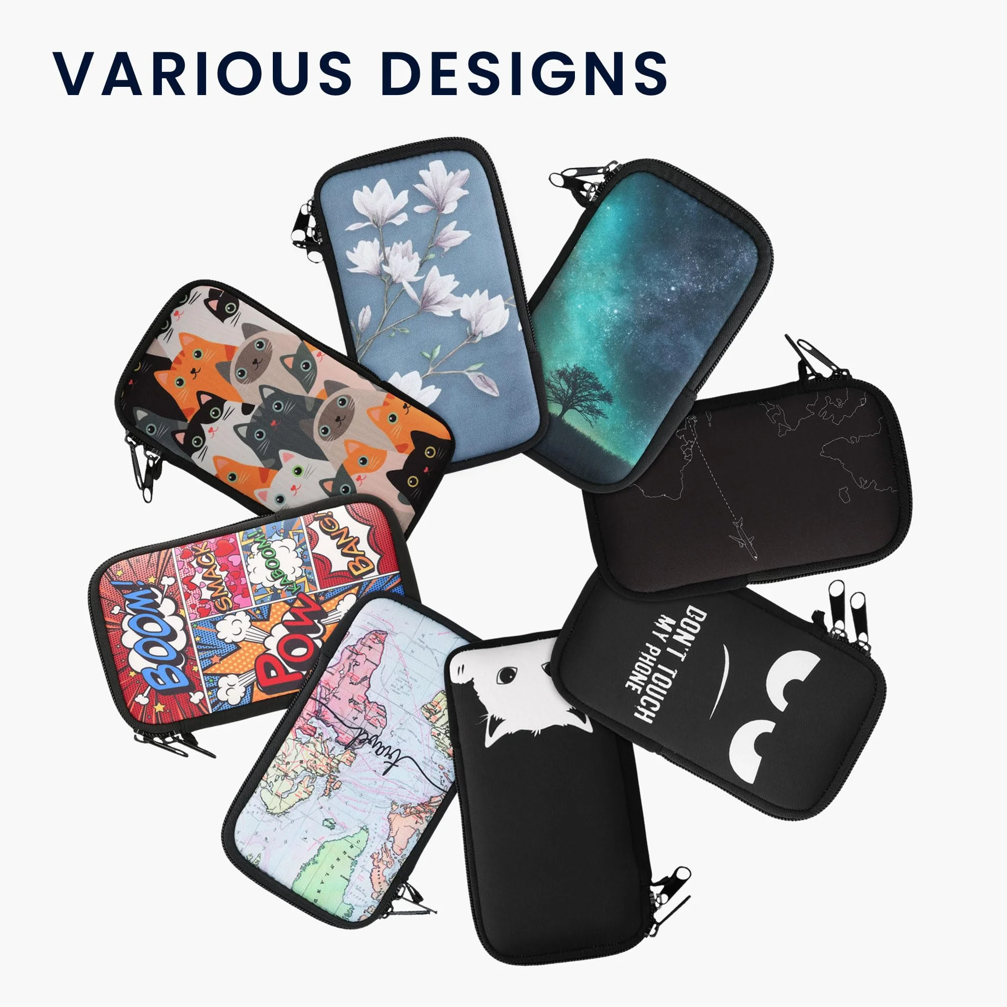 kwmobile Neoprenowy rękaw na smartfon rozmiar XXL, 7", etui amortyzujące wstrząsy, torba ochronna na telefon, gwieździsta noc, niebieski, żółty