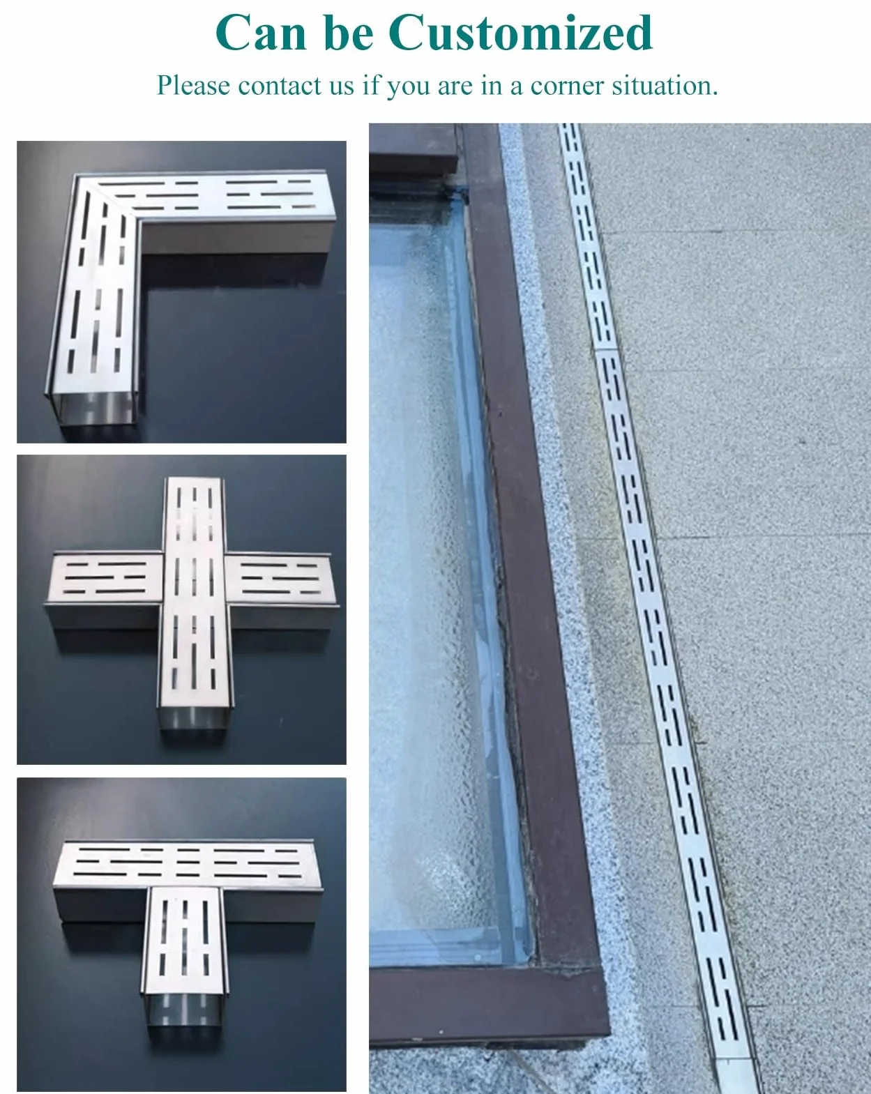 Niestandardowy zestaw odpływowy kanałowy z wylotem, stalowy system wykopów do rozdzielacza wody podjazdowej, 10 x 5 cm (4 x 2) - wydajny spust solutowy do wody deszczowej