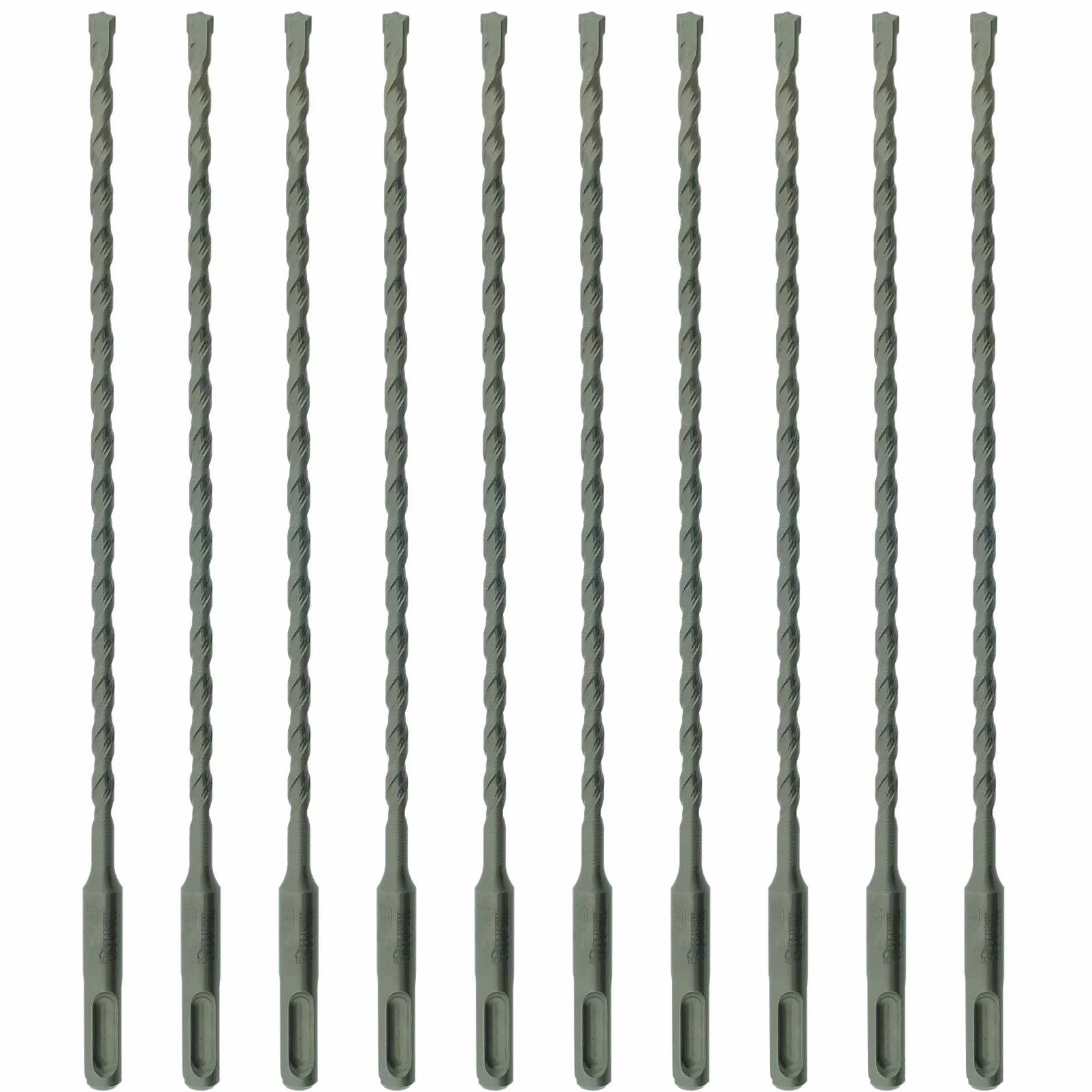 SabreCut 10pcs SDSE6_10 6mm x 460mm Wiertła cegła SDS Plus PGM | Końcówka węglikowa PGM i wzmocniony rdzeń CrV wiercą kamień, beton i cegłę z długą żywotnością