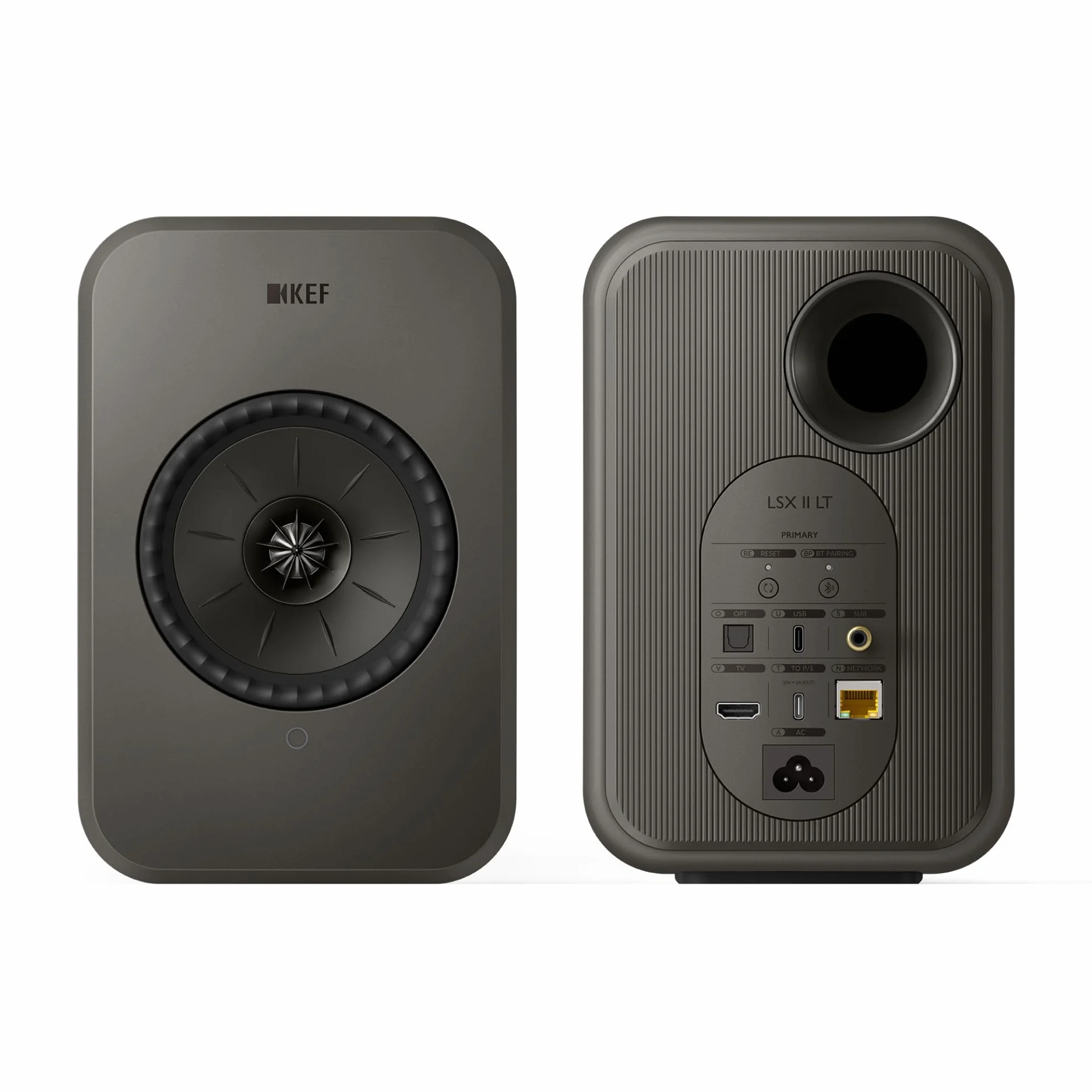 KEF LSX II LT Bezprzewodowe głośniki półkowe, grafitowy szary | Muzyka | Telewizja i kino domowe | Gry | HDMI ARC | USB-C | Bluetooth | AirPlay 2 | Chromecast | Spotify