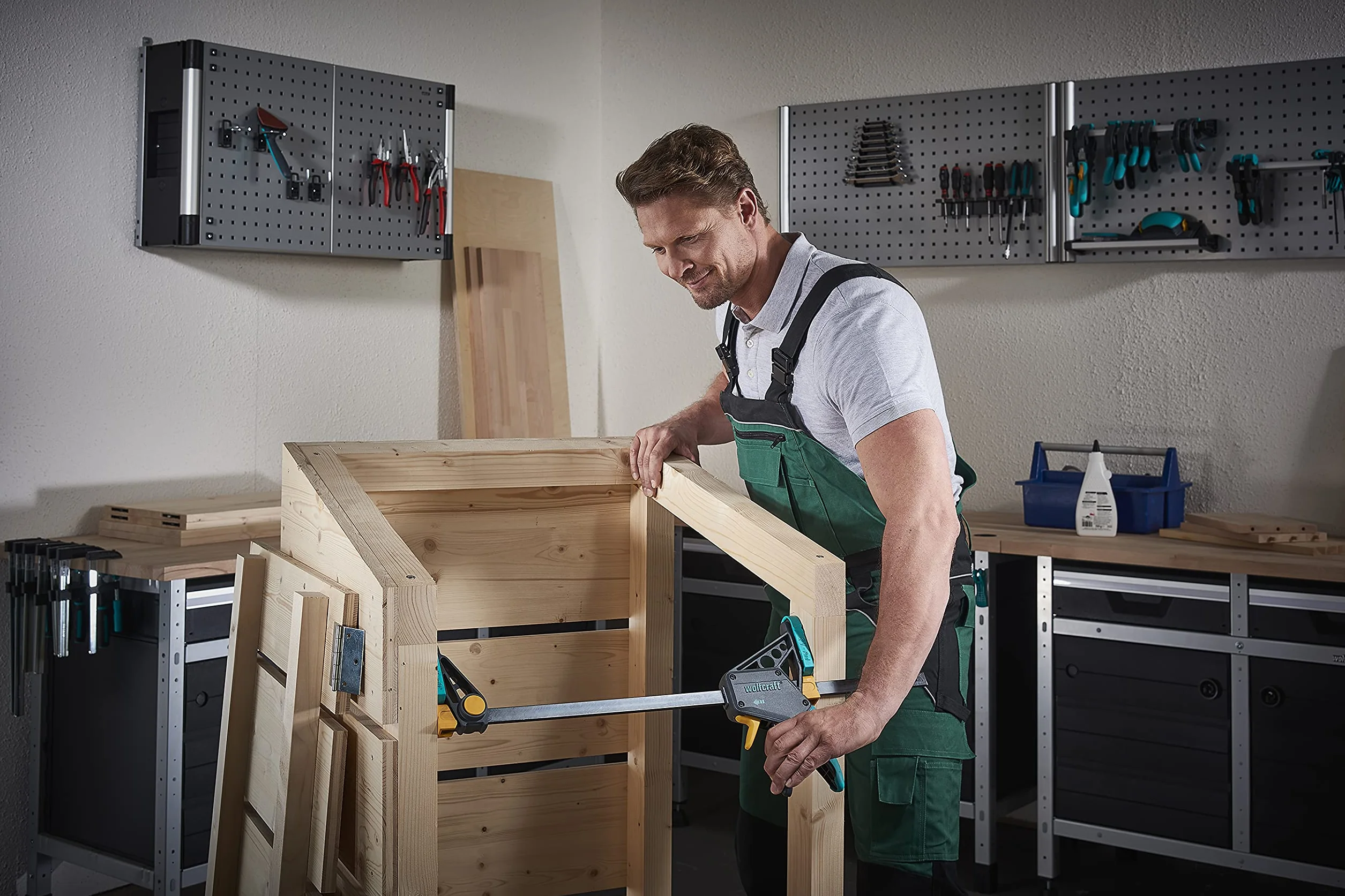 wolfcraft Zestaw ścisków jednoręcznych XL, 3-cz. I8624000I Pozwala uzyskać różne zakresy zacisku, do 1060 mm