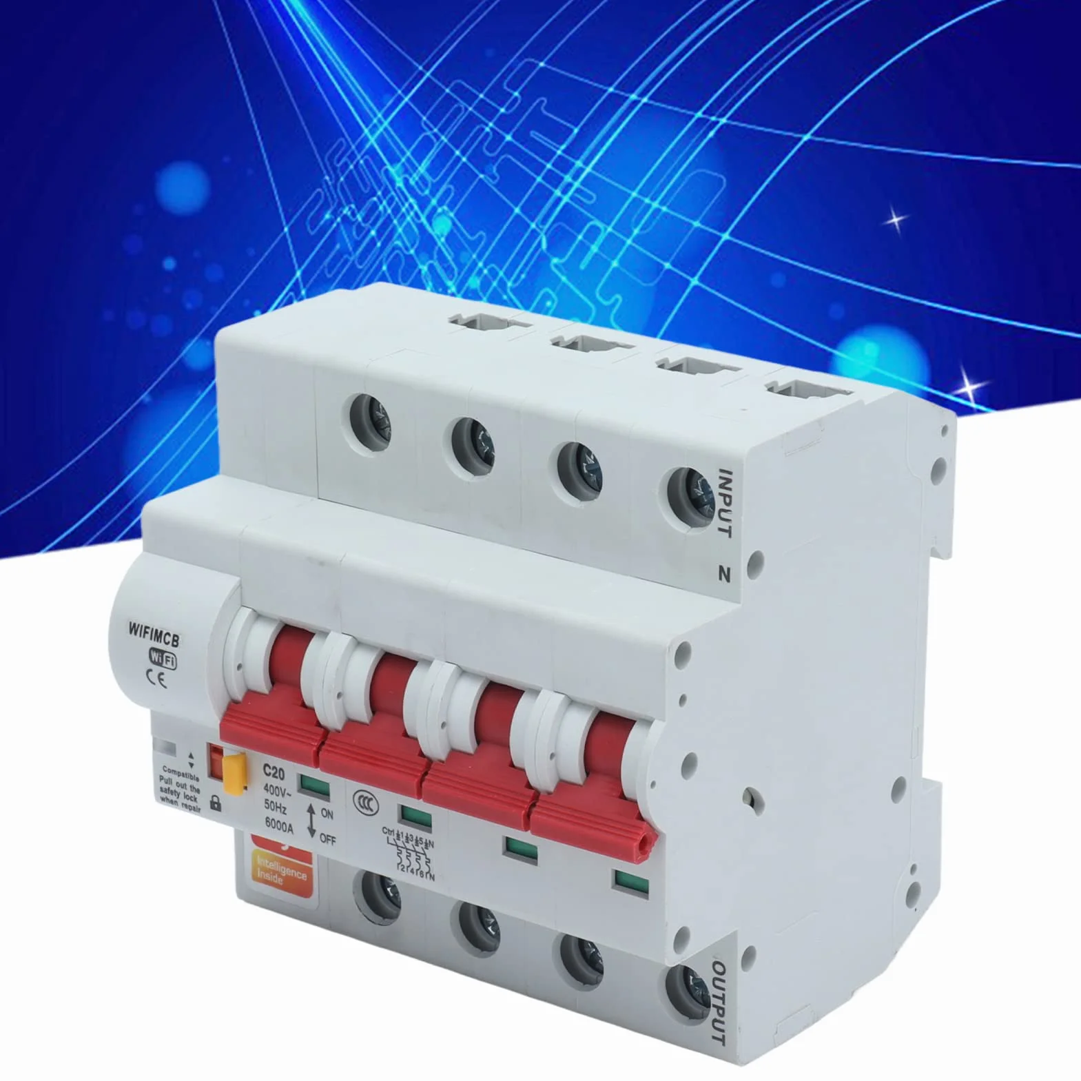 Inteligentny Wyłącznik WiFi 4-polowy z Zdalnym Sterowaniem i Blokadą Bezpieczeństwa AC 400V 20A dla Systemu Smart Home