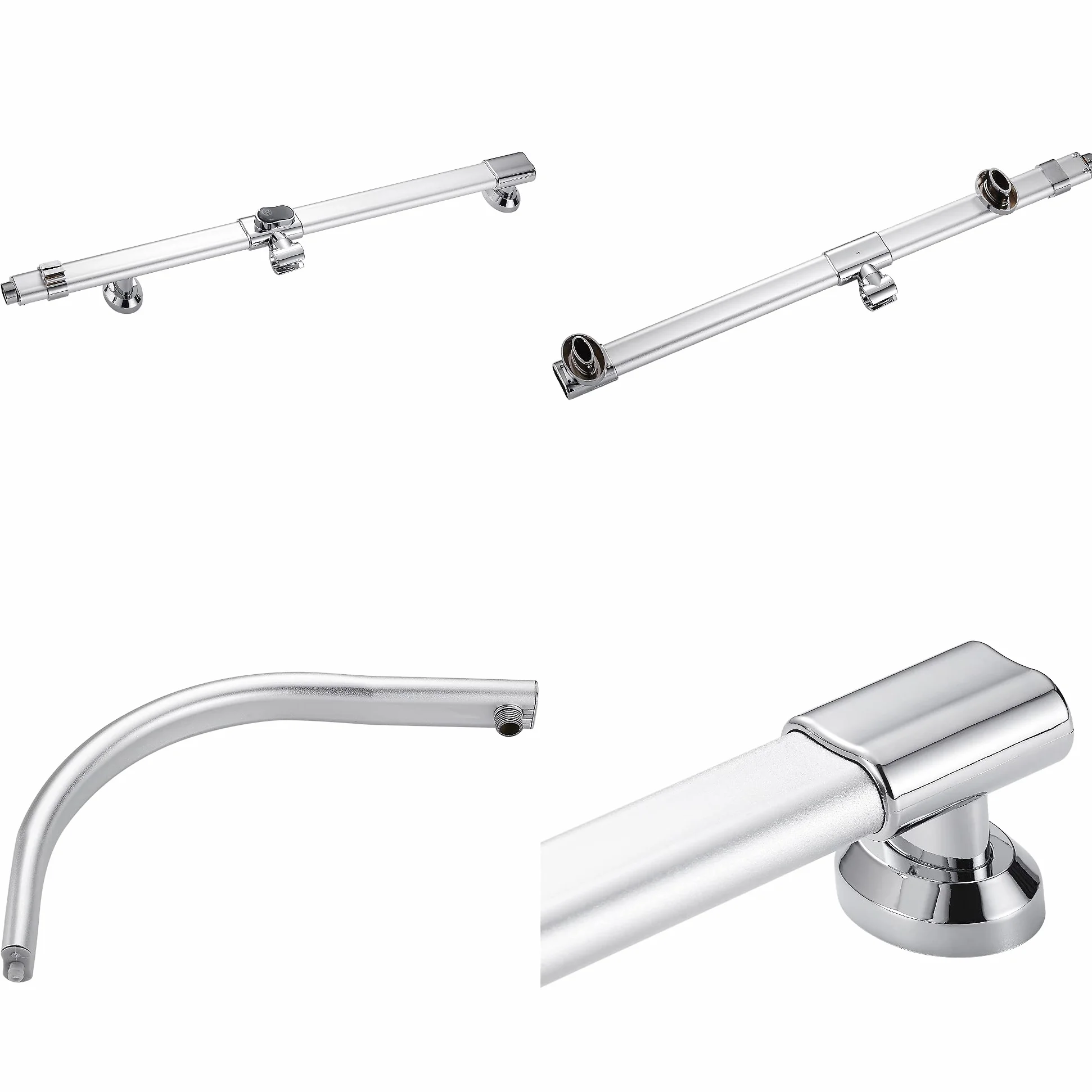 MINGYI Hydromasażowa kolumna prysznicowa z prysznicem, kwadratową głowicą prysznicową 20 cm i mydelniczką, bez baterii, standardowe złącze DIN 1/2'' (srebrna)
