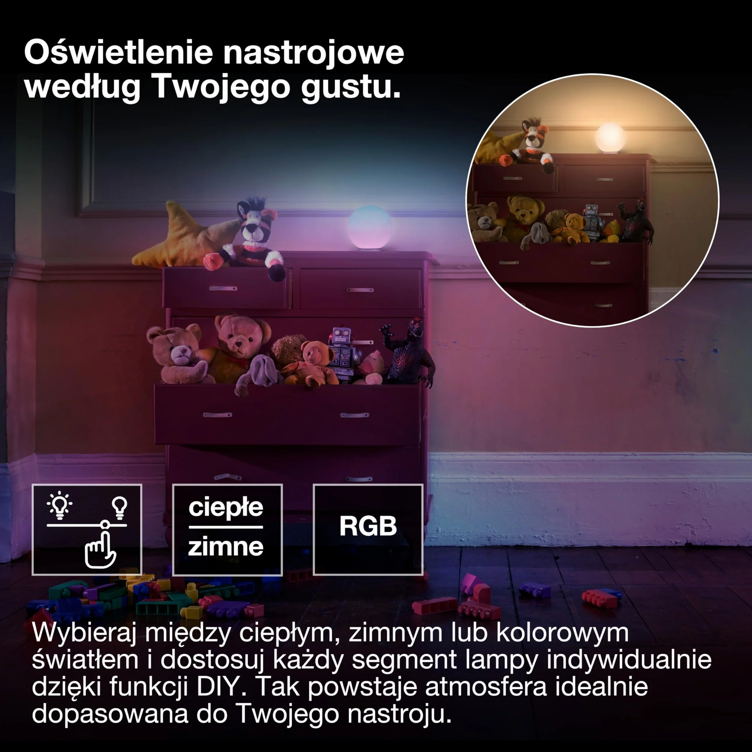 OSRAM Lampa nastrojowa i stołowa SMART+ WIFI BALL LIGHT, czarna, 4 W, 130 lm, dynamiczny efekt świetlny Magic RGB, dwa źródła światła, możliwość przyciemniania, długa żywotność, łatwa instalacja,