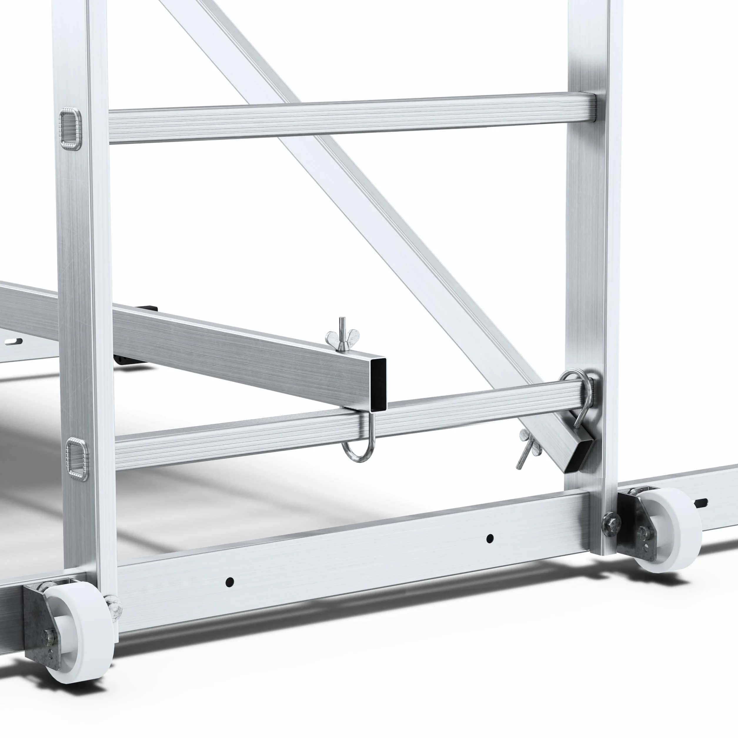 DRABEST Aluminiowe rusztowanie drabinowe Rusztowanie przegubowe Antypoślizgowe rusztowanie budowlane Rusztowanie jezdne o nośności do 150 kg – wysokość robocza 4 m