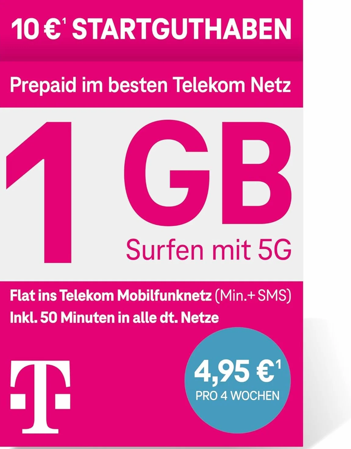 Deutsche Telekom MagentaMobil Prepaid S karta SIM 5G LTE 10 EUR