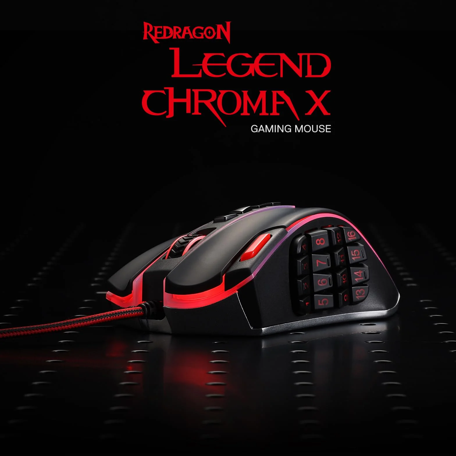 Redragon M990 Mysz do gier MMO, 32000 DPI, przewodowa RGB, 23 programowalne przyciski, aluminiowa podstawa