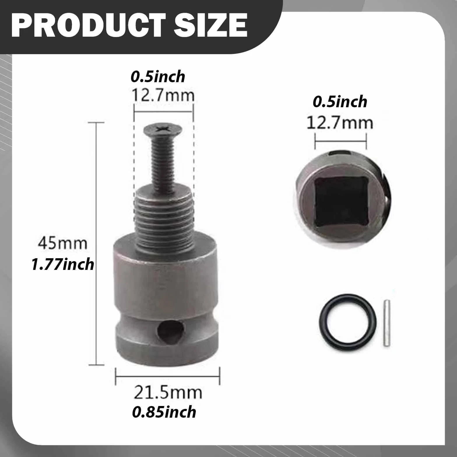 Zestaw do konwersji uchwytu wiertarskiego, adapter klucza udarowego 1/5.1 cm, wymienny trzpień sześciokątny ze stopu do użycia chwytu SDS Plus, zawiera klucz do uchwytu