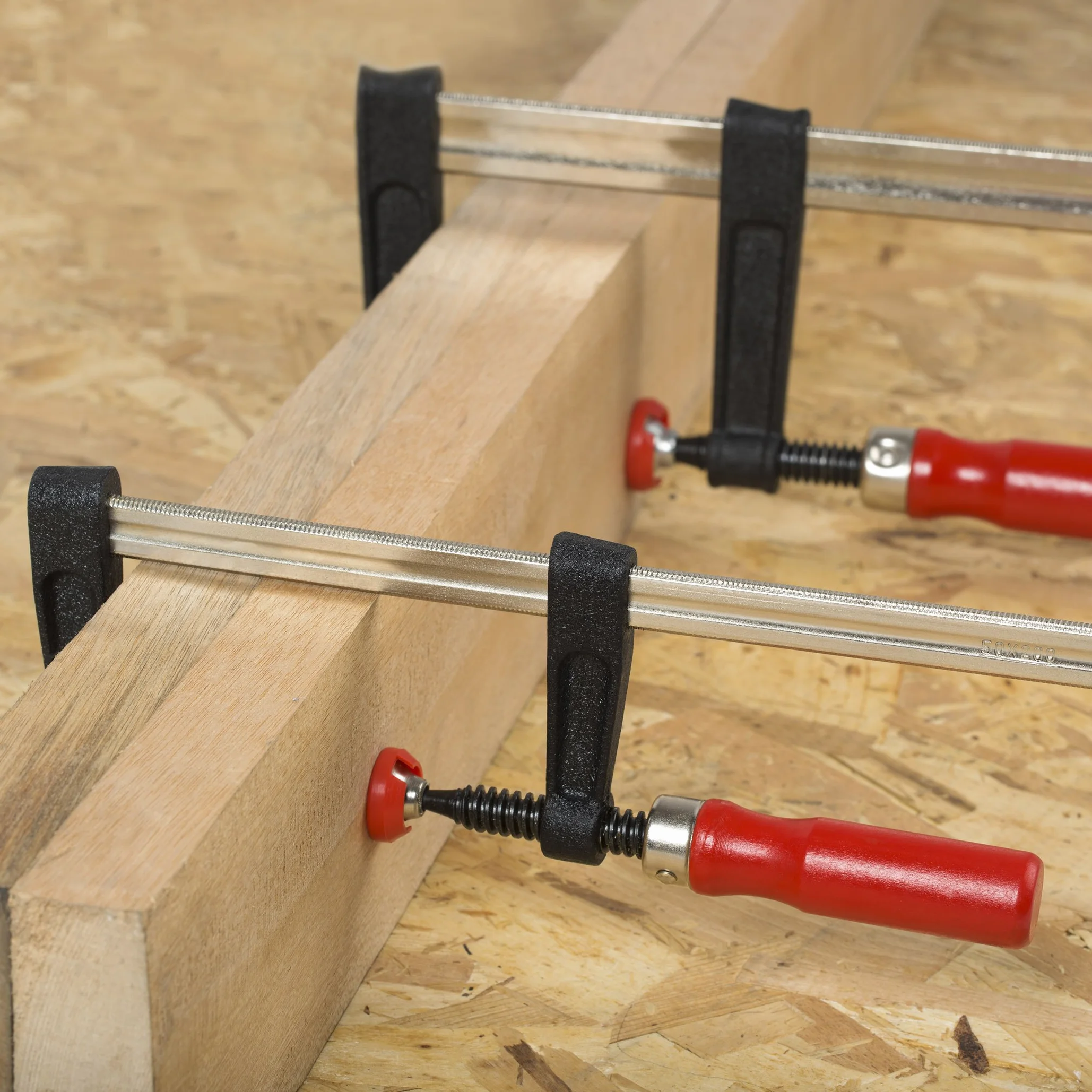 WORKPRO Zaciski śrubowe, 2 sztuki, rozpiętość 200 mm/300 mm, siła zacisku 272 kg, głębokość szczęk 50 mm/80 mm z wysokiej jakości stali i nylonu do precyzyjnego mocowania