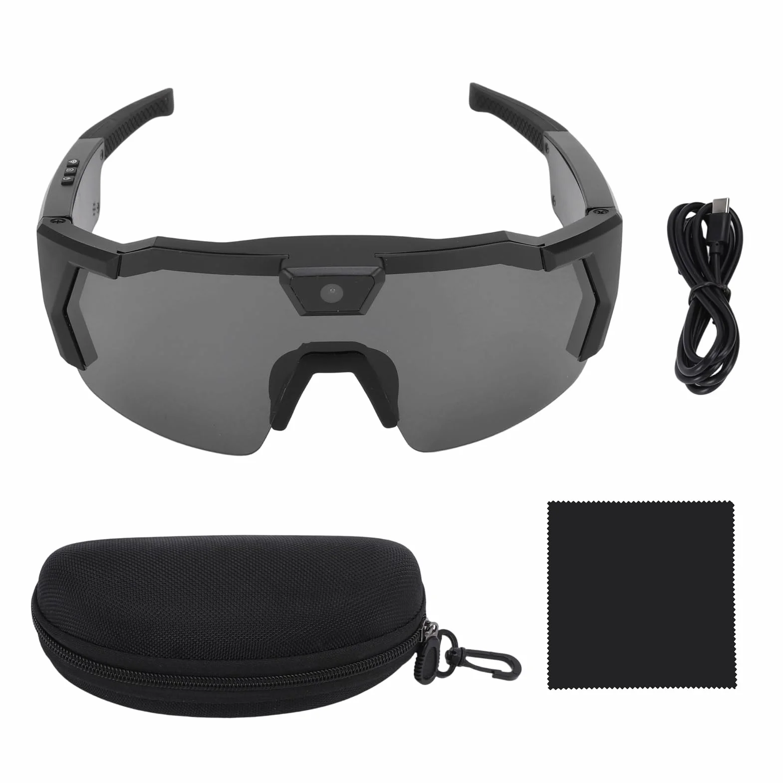GOWENIC Inteligentne Okulary Przeciwsłoneczne z kamerą, Rejestrator Wideo 1080P 12MP HD z Obiektywem Polaryzacyjnym do Nagrywania Jazdy na Rowerze Filmowanie Sportowe Rejestrowanie życia