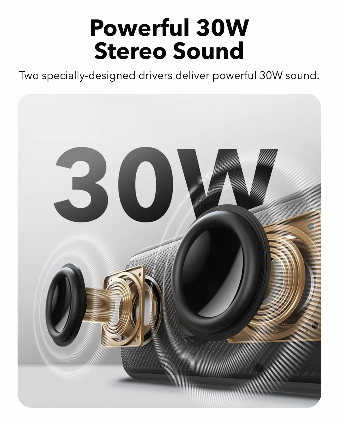 soundcore Motion 300 Bezprzewodowy przenośny głośnik Hi-Res z technologią BassUp, głośnik Bluetooth z technologią SmartTune, dźwięk stereo 30 W, IPX7, do ogrodu i pieszych wędrówek (czarny)