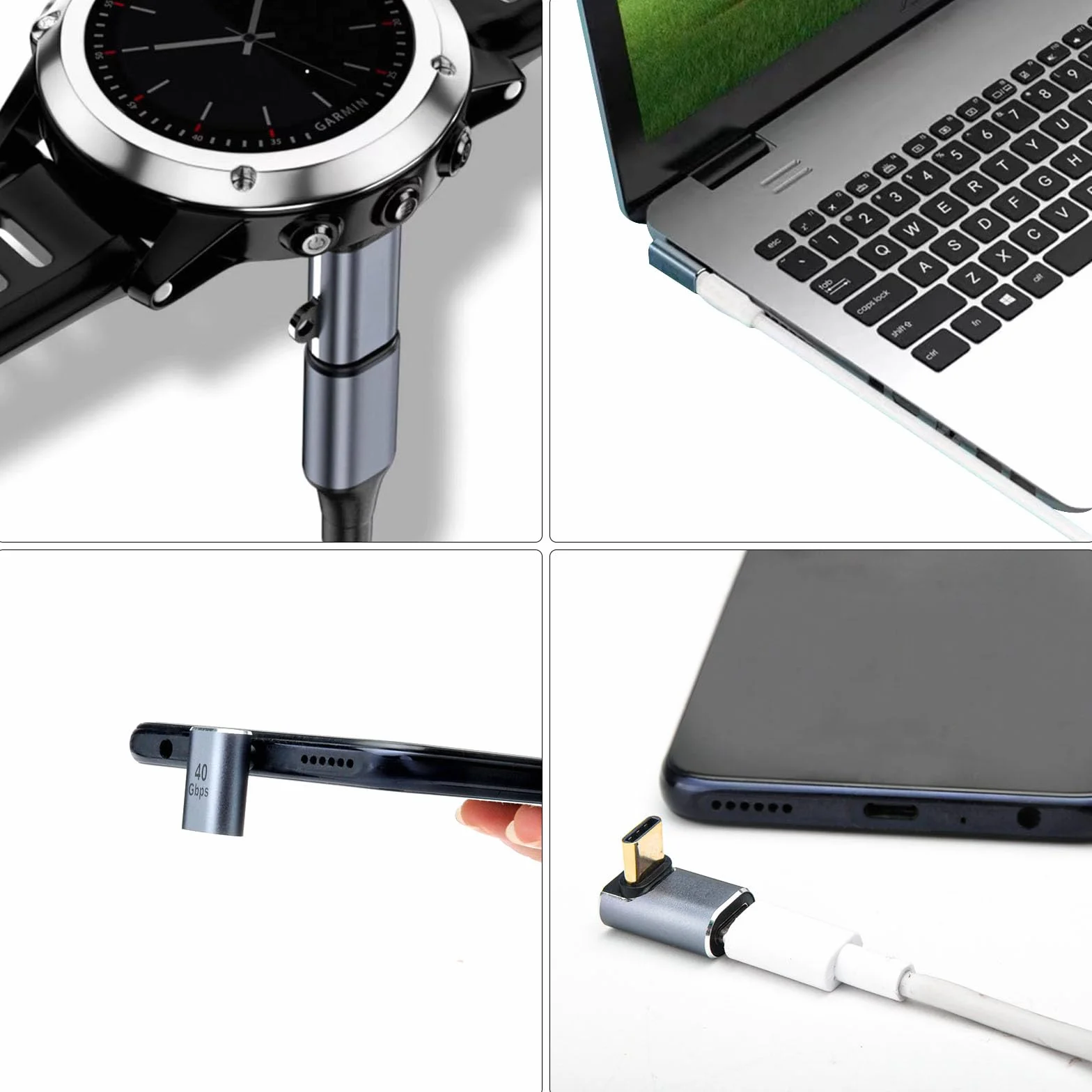 TNSLAND 2 sztuki USB C 90° adapter gniazdo typu C na wtyczkę, złącze kątowe USB 4.0 40 Gb/s, transmisja danych ładowanie, typ C OTG adapter do laptopa, tabletu, telefonu, typ C