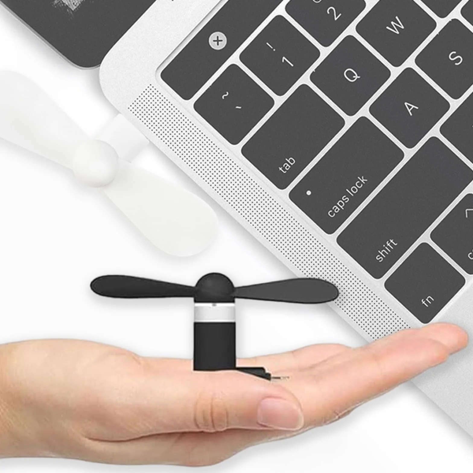 SEMINISMAR Mini wentylator do telefonu USB cichy 2 w 1 czarno-biały