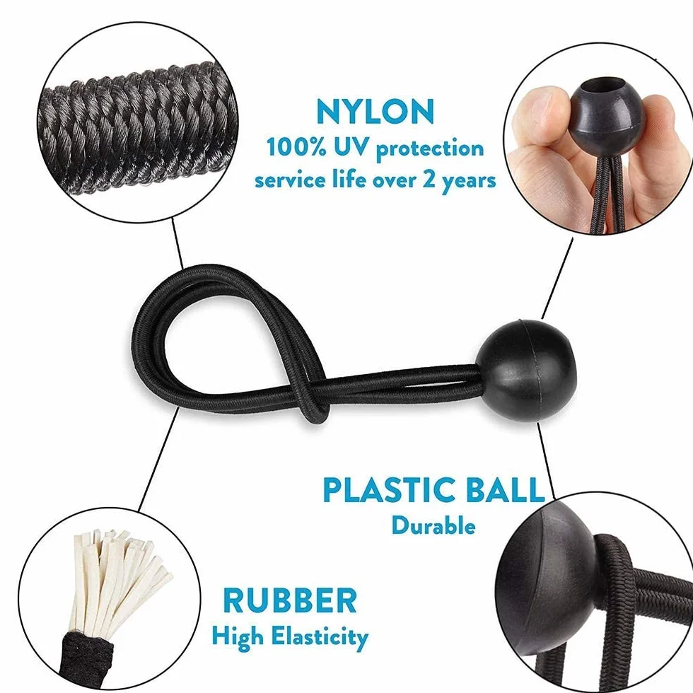 30 sztuk Liny bungee do plandeki,napinaczy do plandek, gumowe napinacze z kulką, liny bungee do pawilonu, plandeki, kempingu, namiotu, szelek przedłużających zasłony (200 mm i 150 mm)
