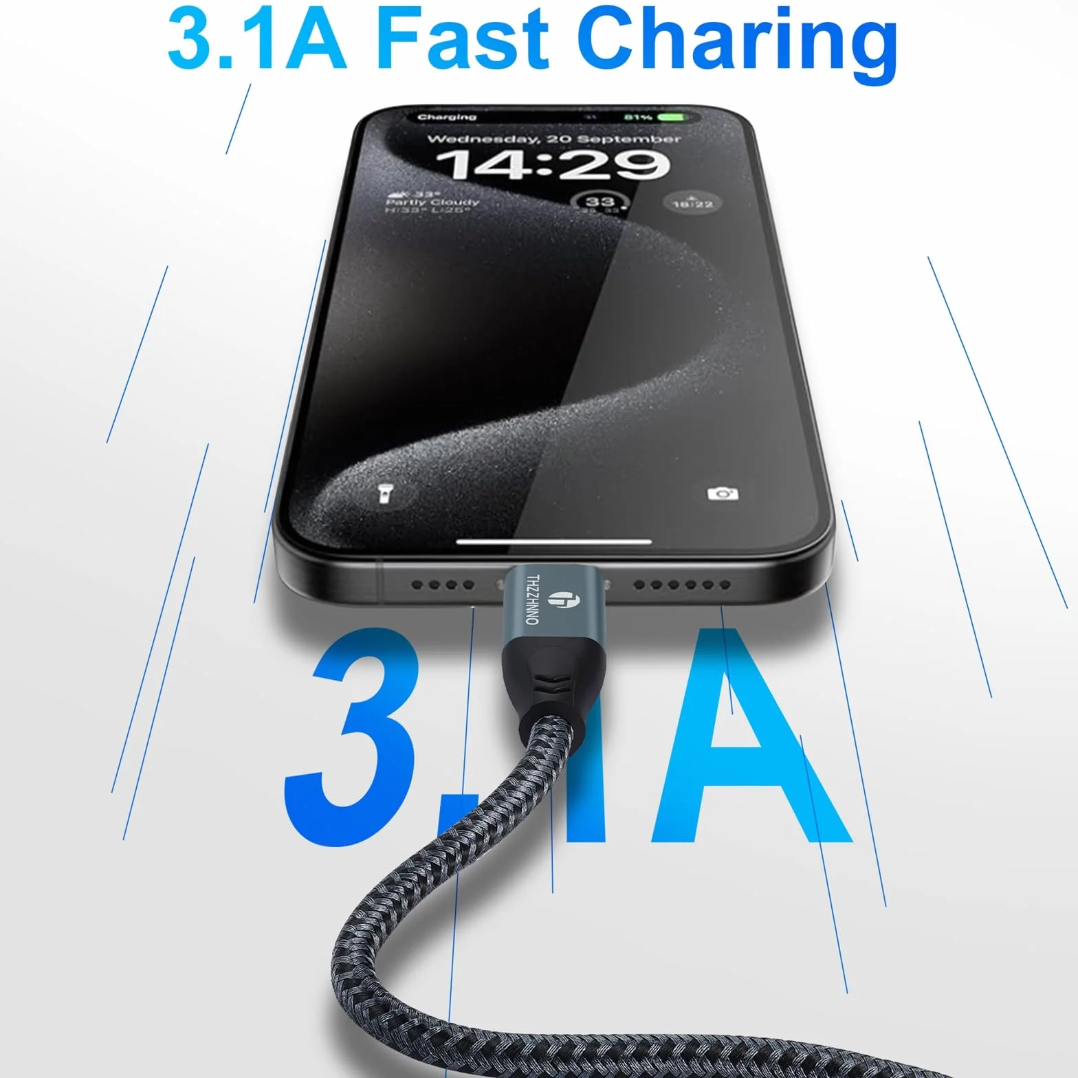 Kabel USB A na USB C 0.5m USB 3.2 Gen2 10 Gbps Nylonowy Oplot do Samsung Galaxy MacBook Pro iPad Pro
