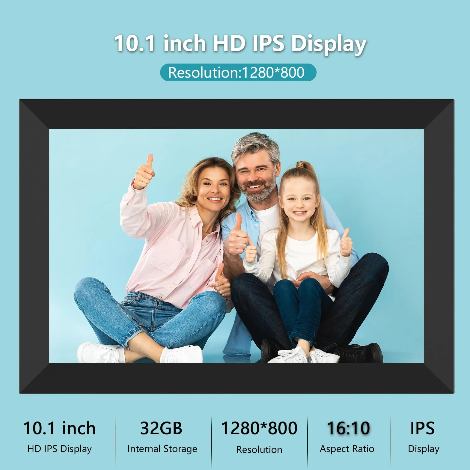 FRAMEO cyfrowa ramka na zdjęcia 10,1 cala 1280x800 IPS ekran dotykowy Smart Cloud 32 GB