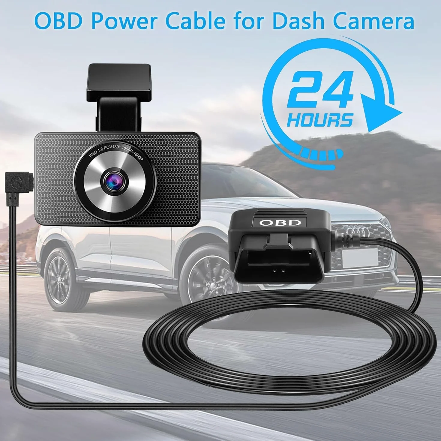 Gebildet Miniaturowy zestaw USB Dash Cam OBD Hardwire z kablem zasilającym OBD do kamery samochodowej 12-24V do 5V/3A z zabezpieczeniem przed niskim napięciem,24godzinny monitoring parkingowy/tryb Acc