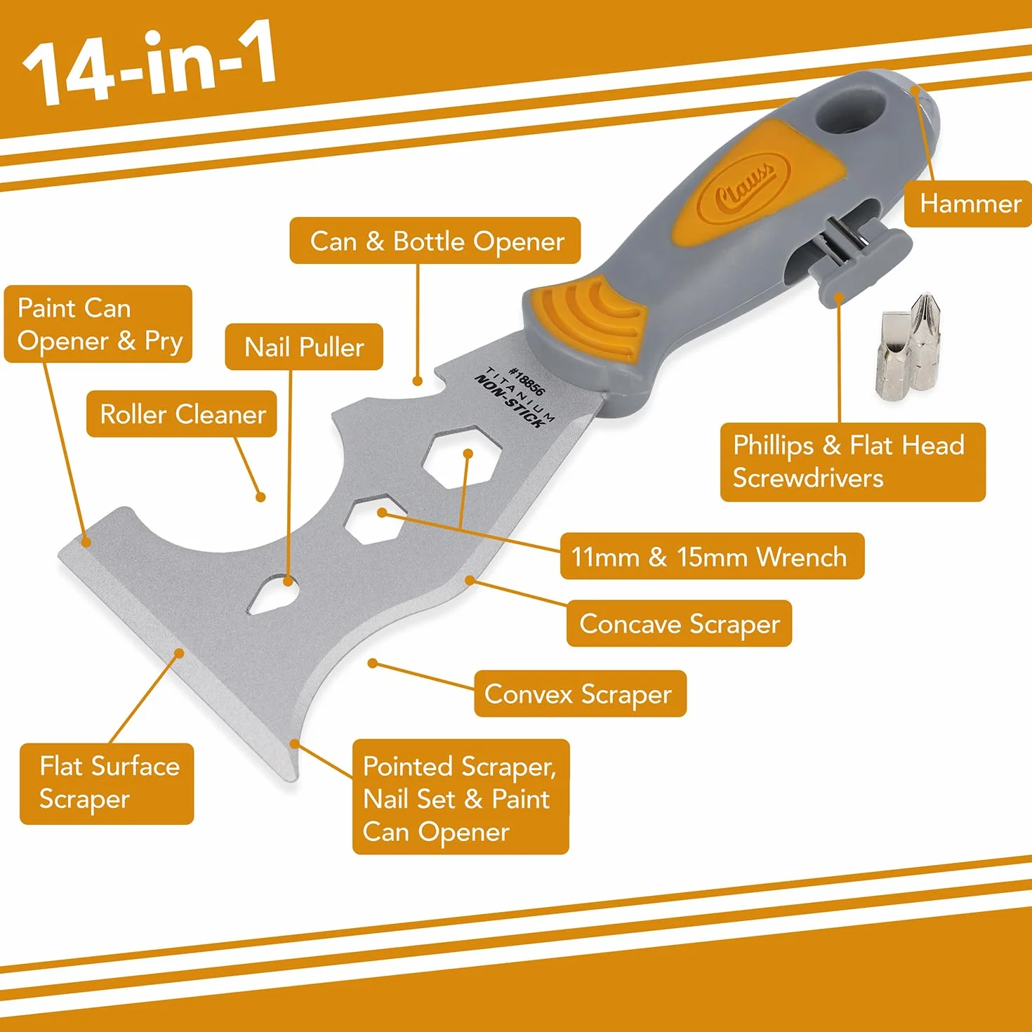 Clauss 18856 Multitool Malarski, Wielokolorowy, 21.49 x 7.62 x 2.49 cm; 136.08 g, 1 Sztuka