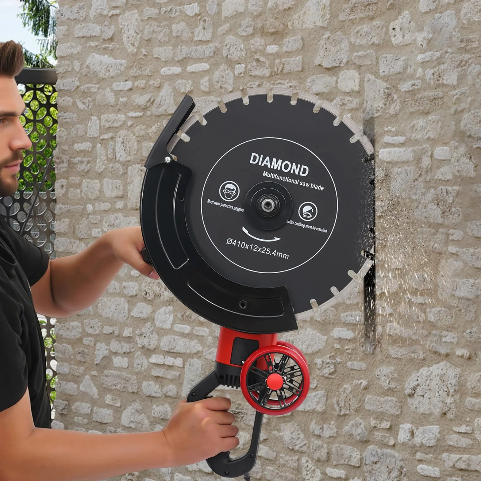 Elektryczna piła tarczowa do betonu 4000 W, wysokowydajna piła tarczowa, przecinarka do cięcia na mokro i na sucho, z rurą wodną, pompą wodną, brzeszczotem, głębokość cięcia 165 mm, cięcie muru