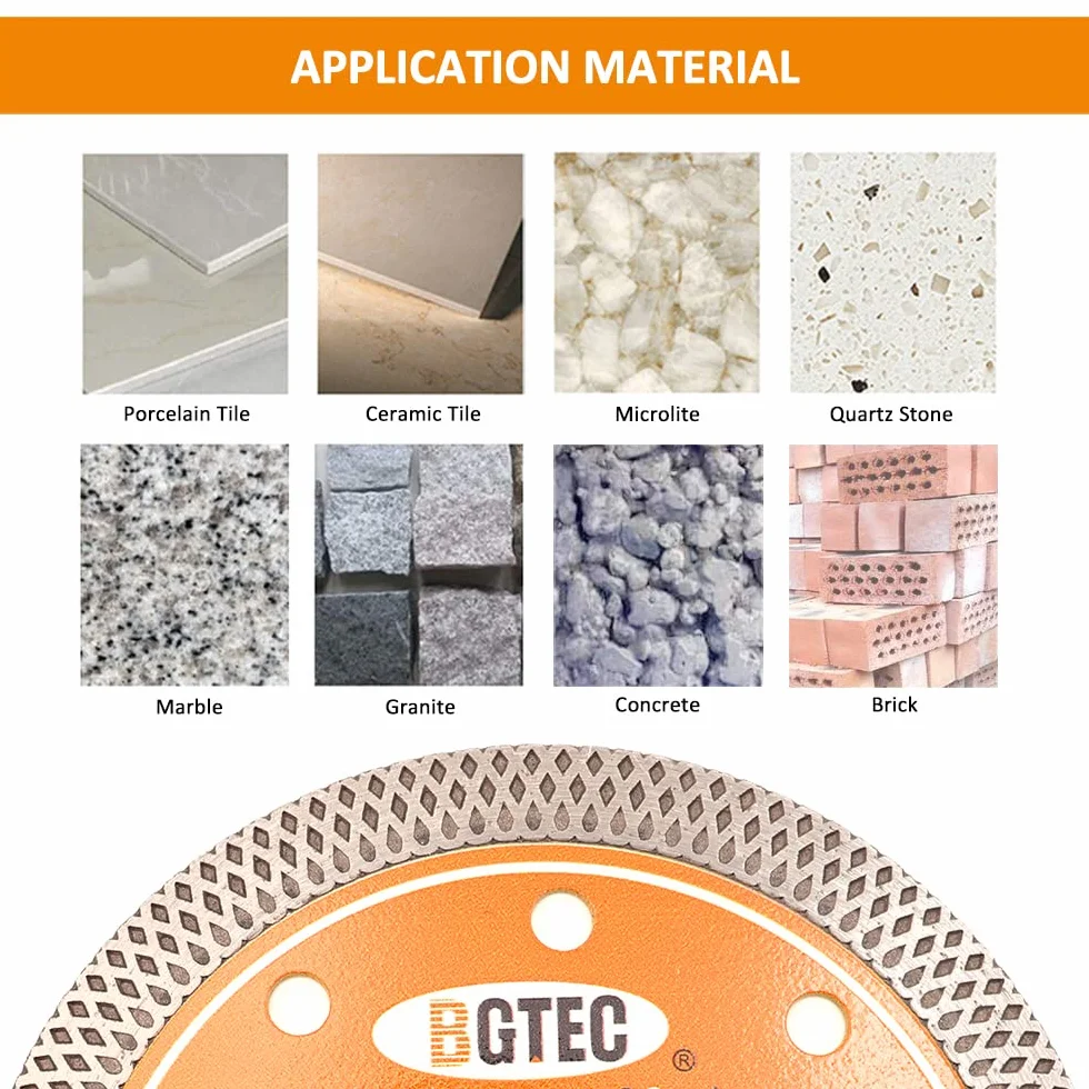 Supercienkie diamentowe ostrze do płytek z krawędzią siatkową, BGTEC 5 szt. 115 mm x trzpień 22,23 mm tarcza do cięcia na sucho lub na mokro porcelanowa ceramiczna marmurowa granit
