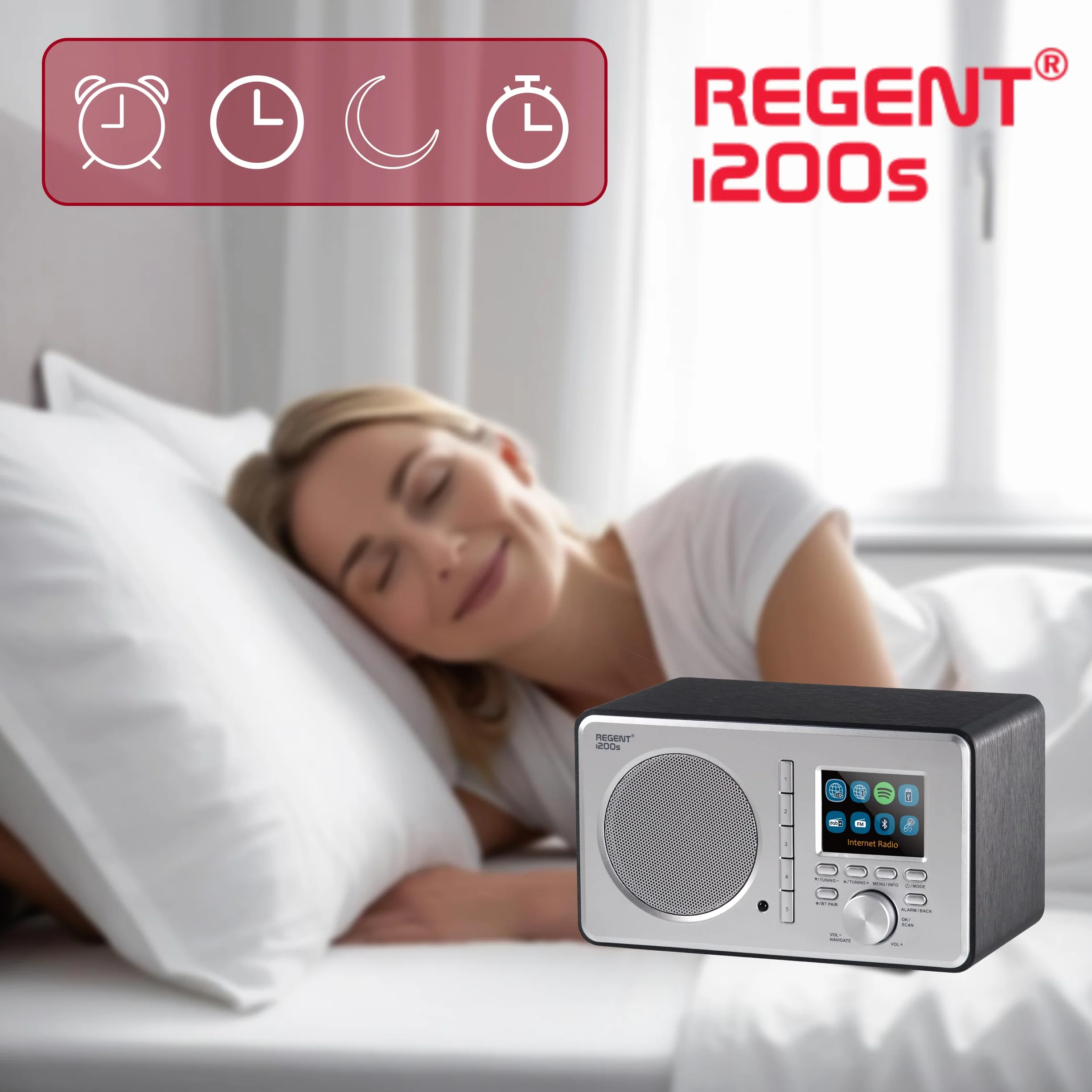 Ferguson Regent i200s Radio internetowe WLAN Bluetooth FM DAB DAB+ Spotify Connect Budzik LCD USB AUX-IN