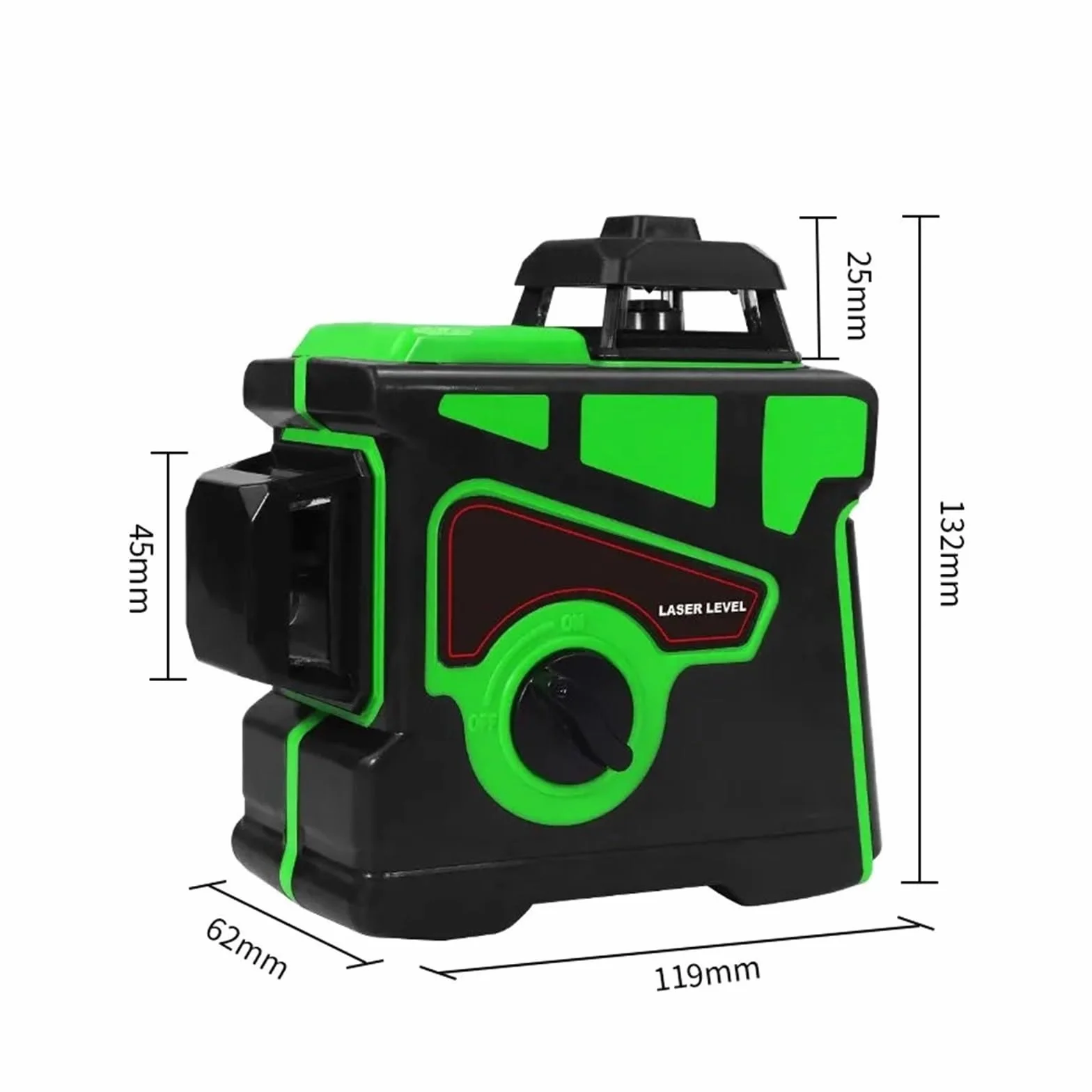 Dalmierz laserowy, Poziomica Laserowa 12 Linii Samopoziomujący 3D 360 Stopni W Poziomie I Pionie Super Mocna Zielona Wiązka Światła