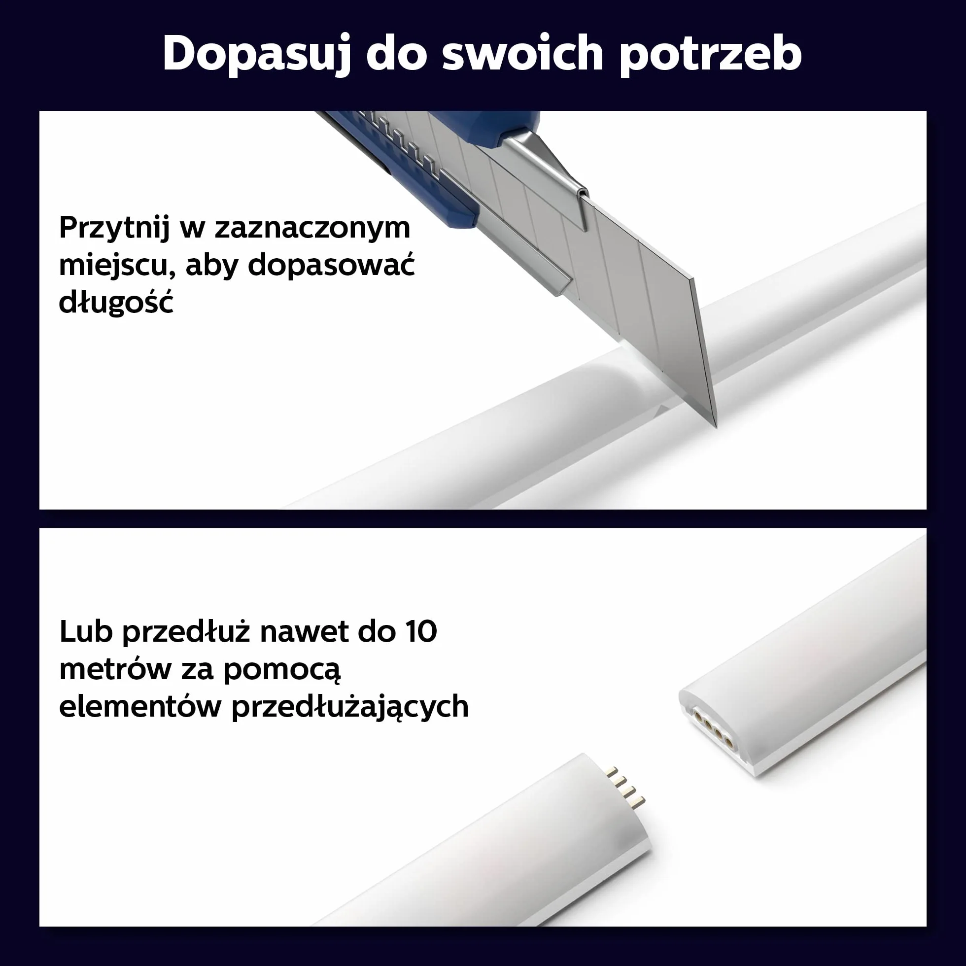 Philips Hue Taśma White and Color Ambiance - Pasek LED Gradient (baza, 2m) 16 mln Kolorów, Taśma LEDowa Smart LED z Możliwością Przyciemniania