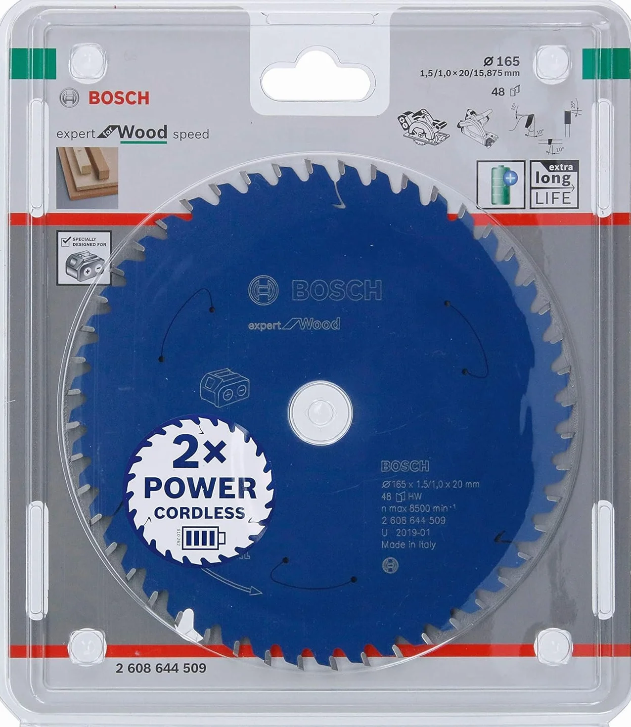Bosch Professional system 18V: akumulatorowa pilarka tarczowa GKS 18V-57 & Bosch Professional Piła tarczowa Expert for Wood (do drewno, 165 x 20 x 1,5 mm, 48 zęby, akcesoria do piły tarczowej)