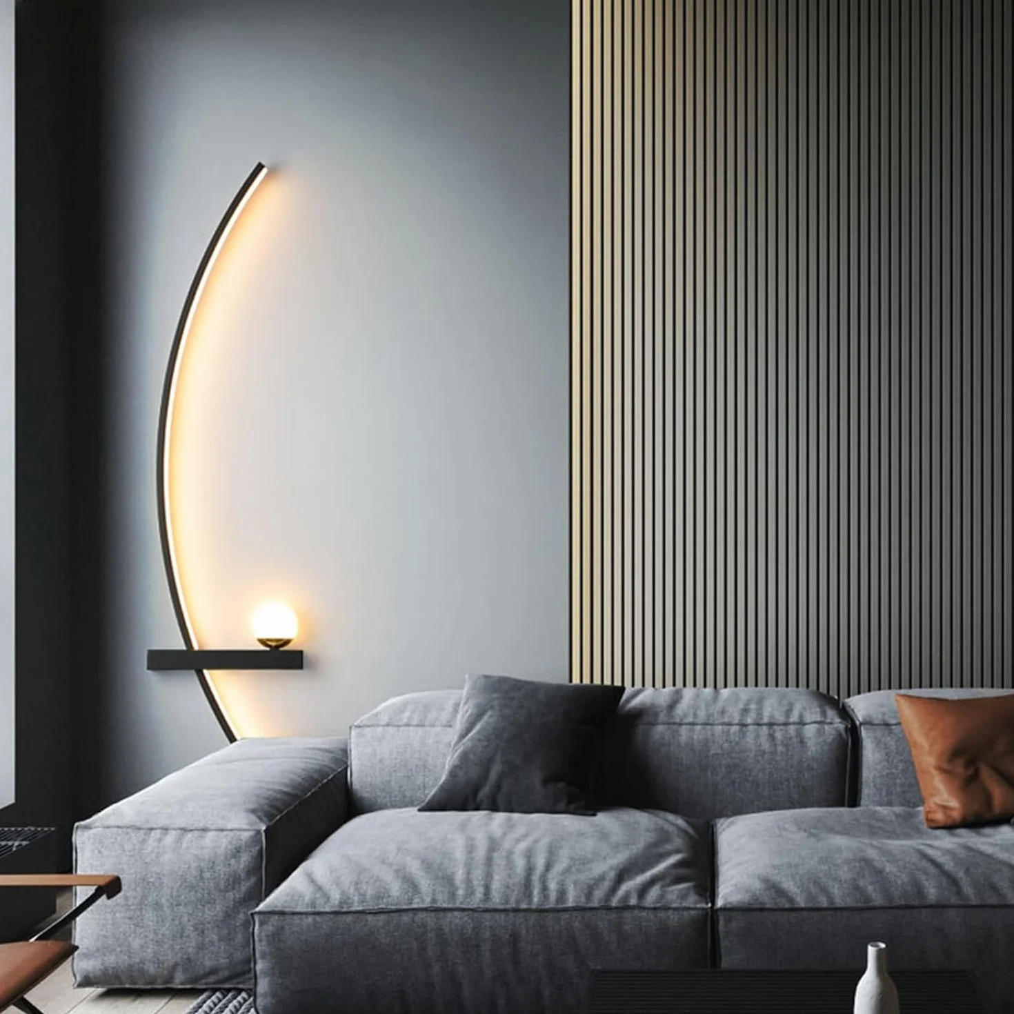 Nowoczesne lampy ścienne LED, Nordic Minimalist Creative Creative Wall Sconce do salonu Wystrój Backgroud Wystrój metalowego oświetlenia, czarny, 55 cm po lewej stronie