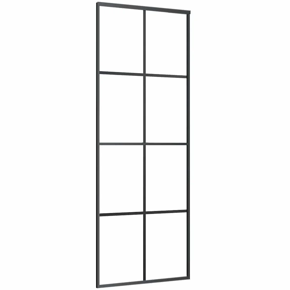 Aluminiowe drzwi przesuwne ze szkłem bezpiecznym 5 mm, szkło ESG 76 x 205 cm, czarne, malowana proszkowo rama, oszczędność miejsca rozwiązanie do domu