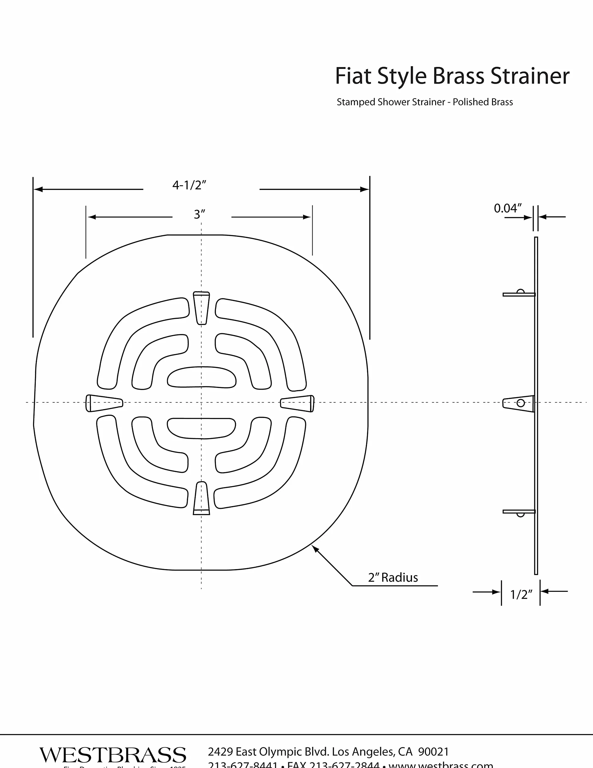 Westbrass A316-50 4-1/5.1 cm OD Mosiężna zatrzaskowa osłona odpływowa z siatki prysznicowej, lakierowana proszkowo biała