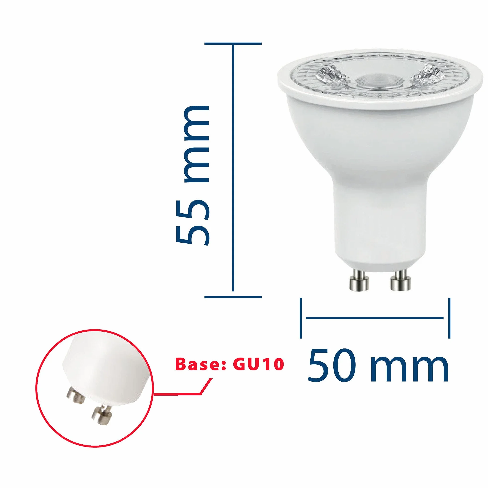 Żarówka LED SMD, punktowa GU10, 230V, 8W / 800lm, 4000K, 38°