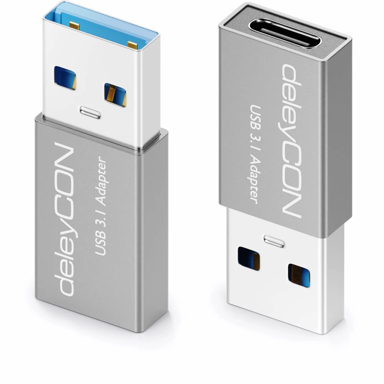 deleyCON USB C Adapter USB 3.0 5 Gb/s USB-C do USB-A Srebrny 2 Sztuki