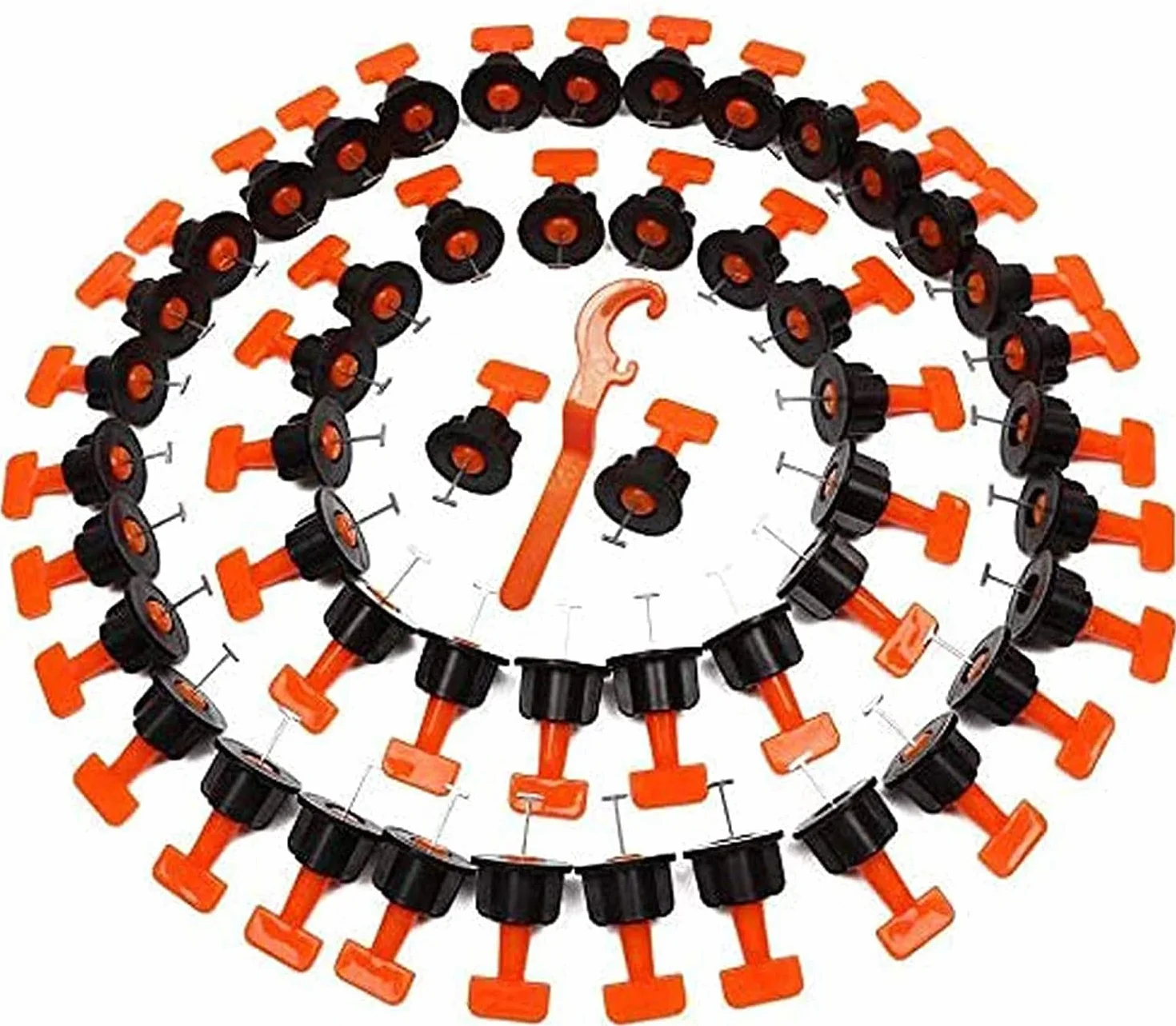 system wyrównywania płytek, Zestaw do poziomowania płytek - Wielokrotnego użytku system płaskich konstrukcji ceramicznych podłóg i ścian(50pcs)