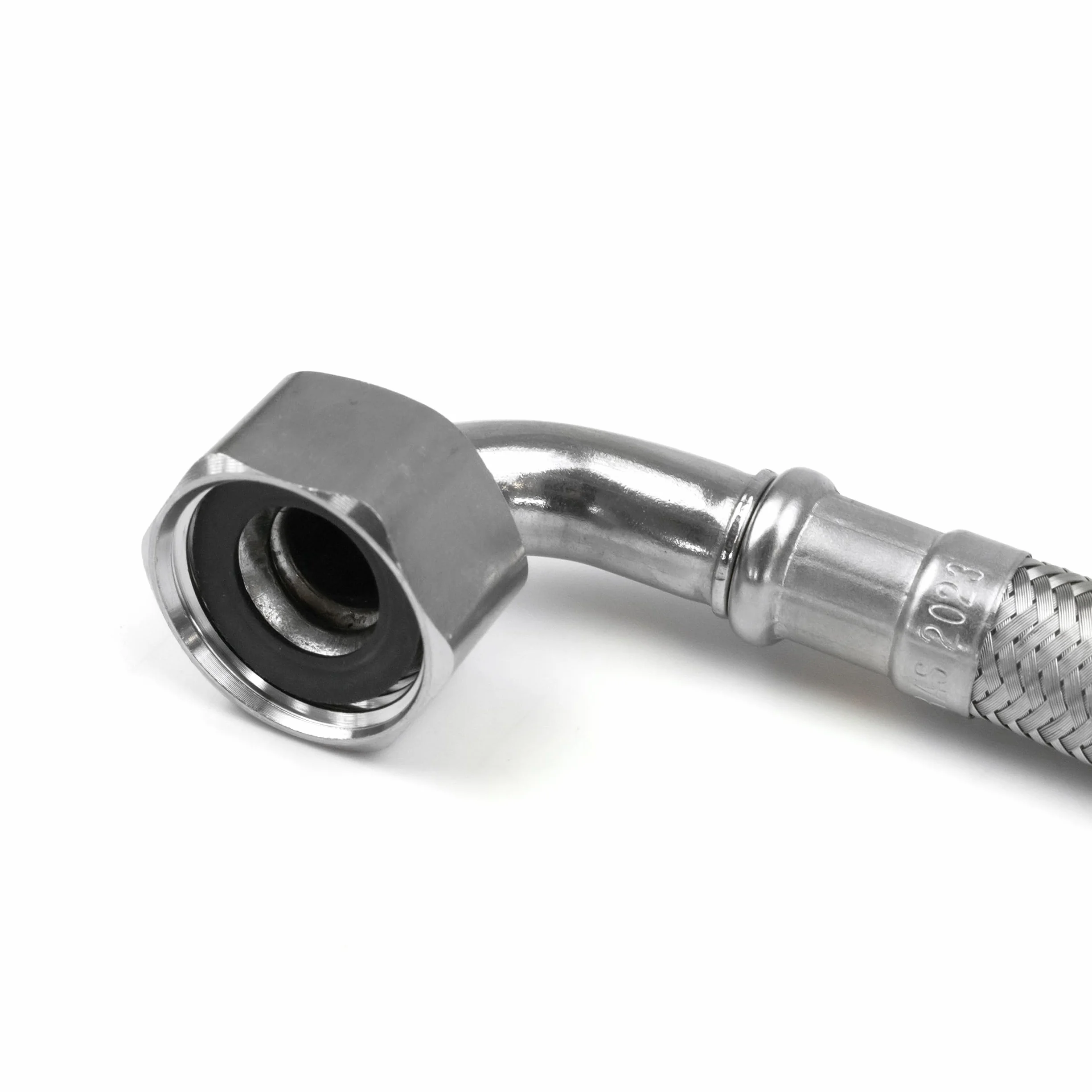 Zatwierdzony przez WRAS wąż elastyczny 500 mm 1/2 cala BSP 90° kolanko pojedyncza rura, stal nierdzewna 304 pleciona, wąż pancerny do kuchni, łazienki, bojlera i mieszacza monoblokowego